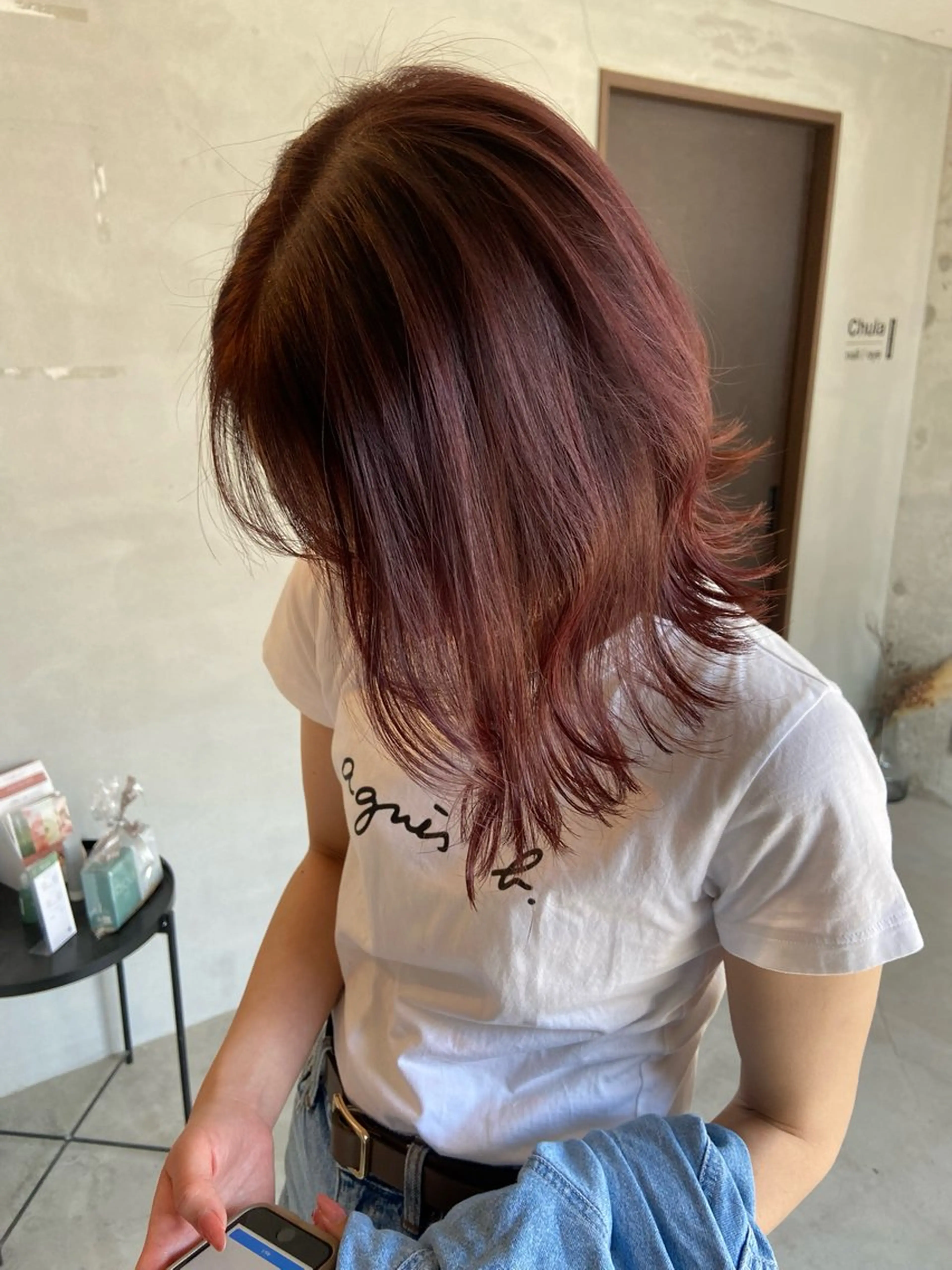 ロング カラー ラベンダーカラー ラベンダーピンク ピンクカラー ヘアカラー 安住 日花のヘアスタイル