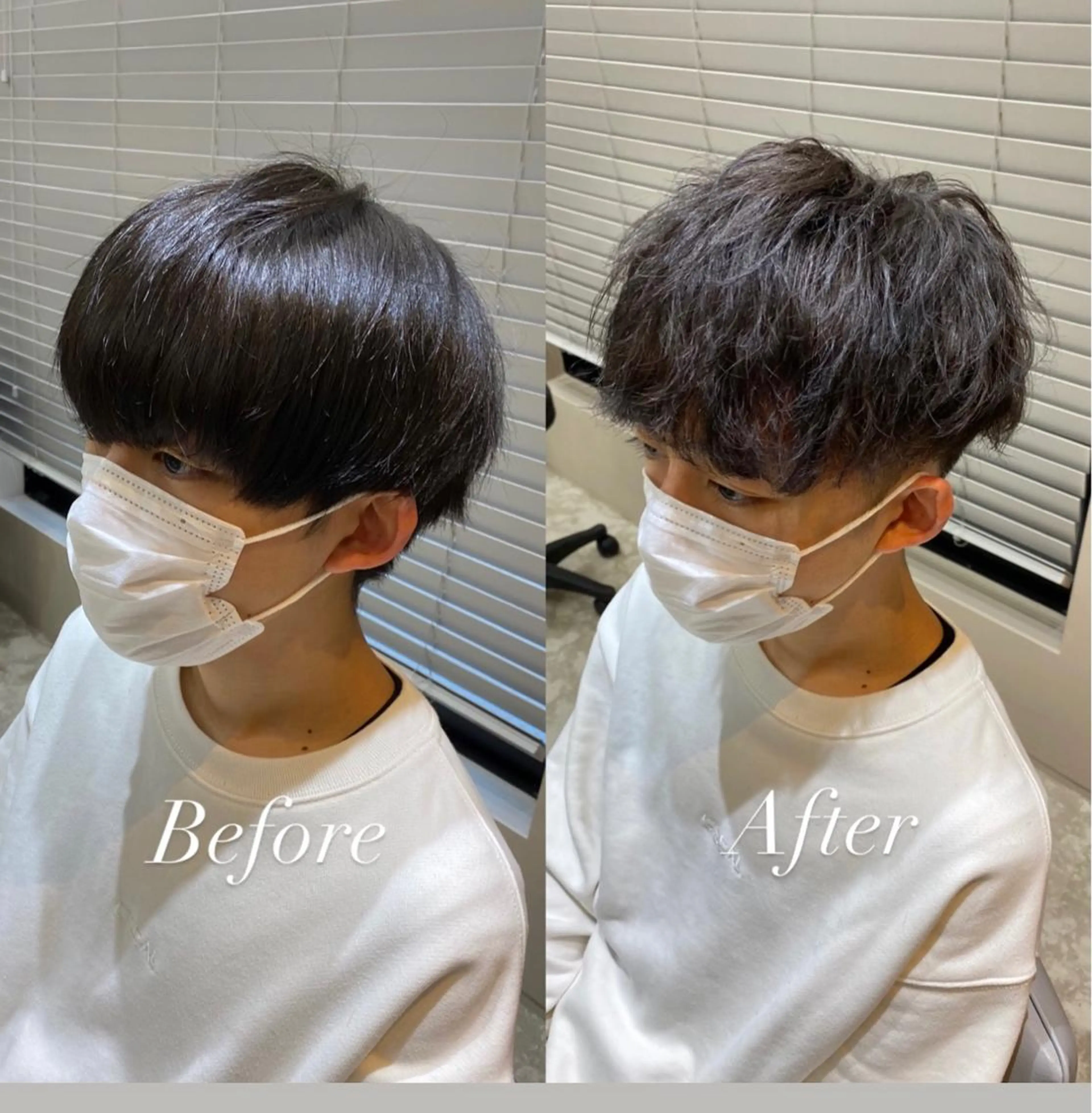 パーマ メンズ アップバング マッシュ メンズパーマ メンズツイストパーマ ツイストスパイラルパーマ BLEUNIR 中崎町所属・梅田中崎町メンズ 美容師ユースケのヘアスタイル