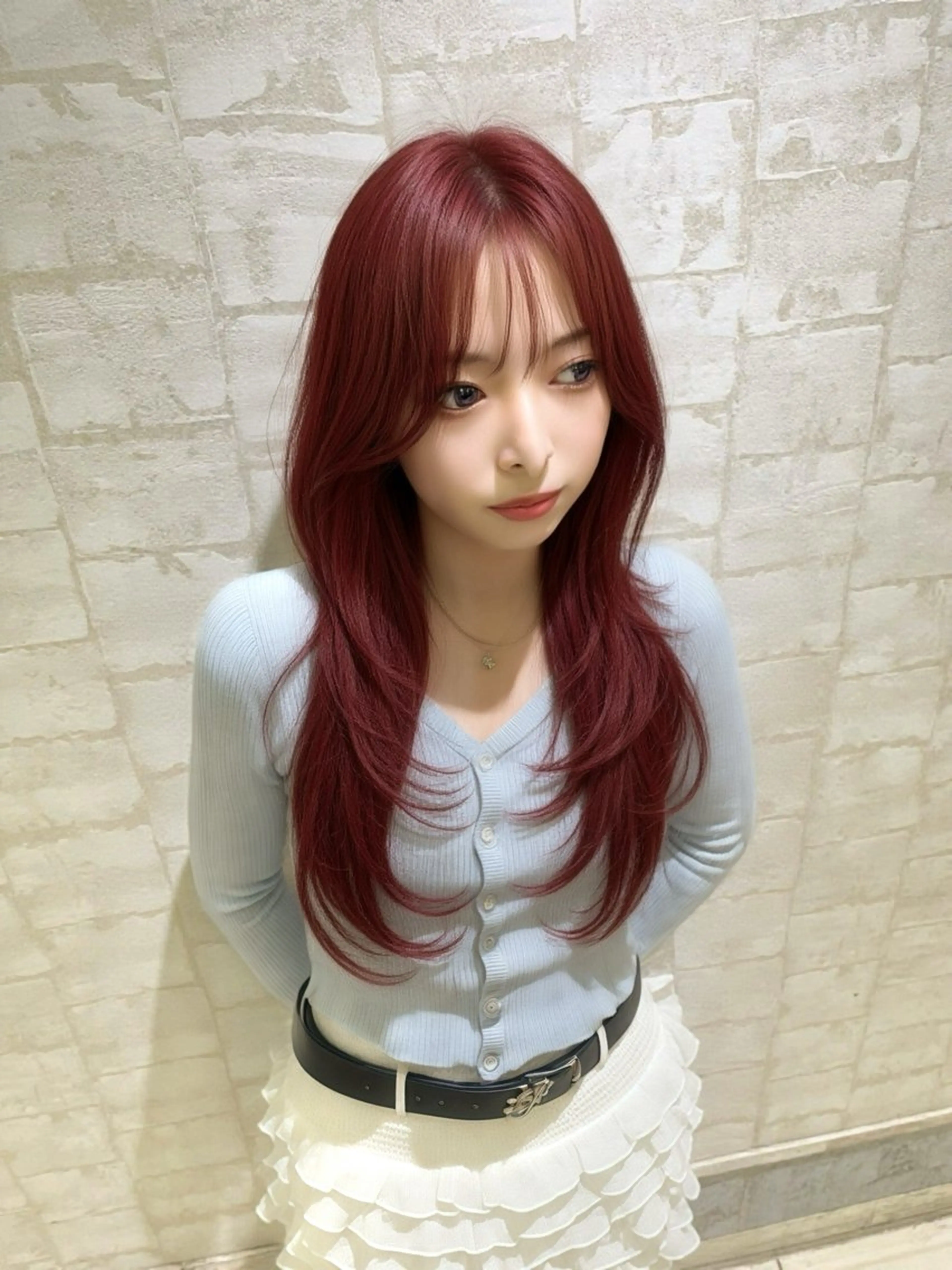 【💗今期トレンドカラー💗】暖色カラーチェリーブラウン➕韓国顔まわりカットの写真