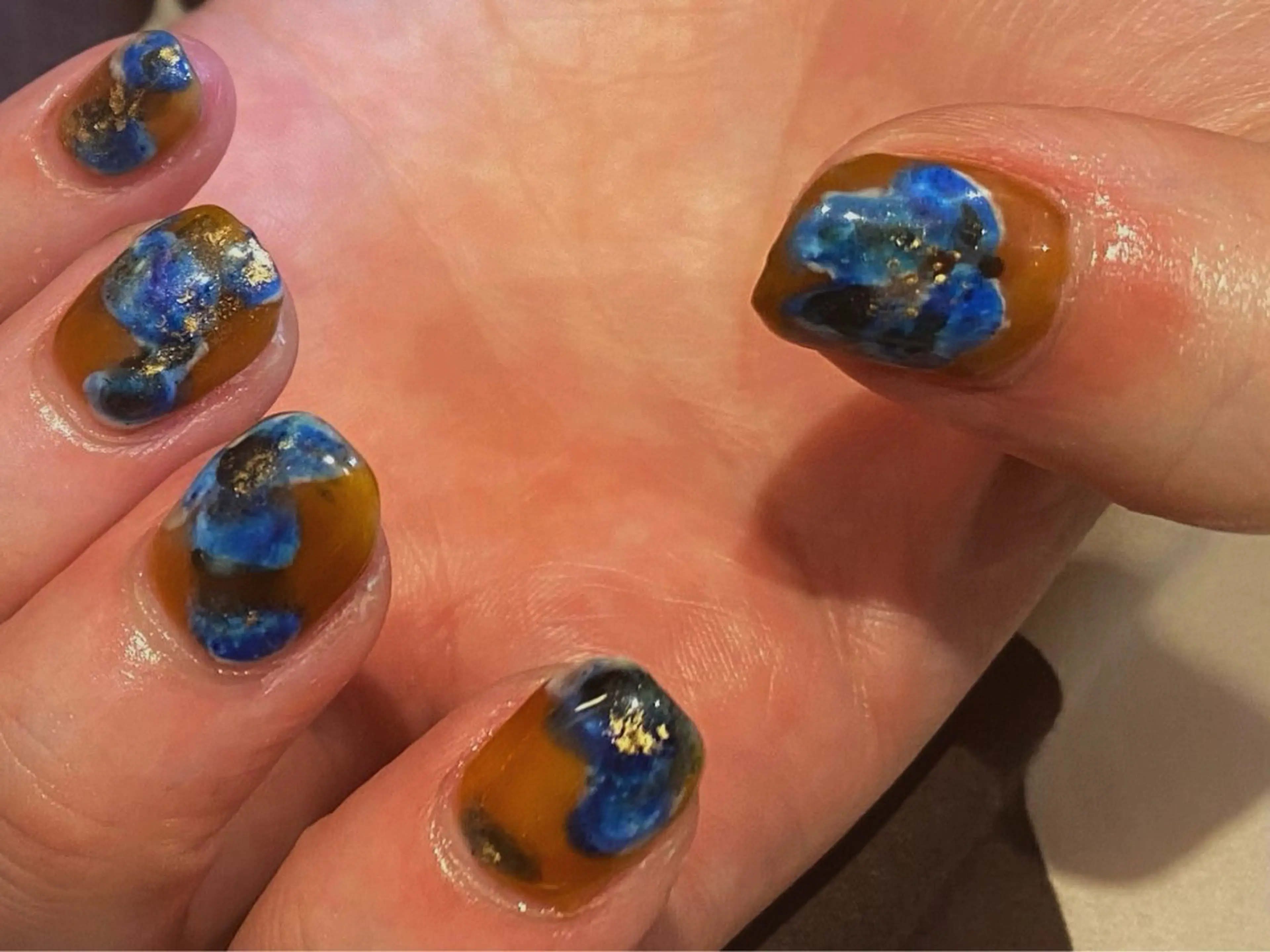 ネイル ブルー ラメ(グリッター) free hug Hiromiのネイルデザイン