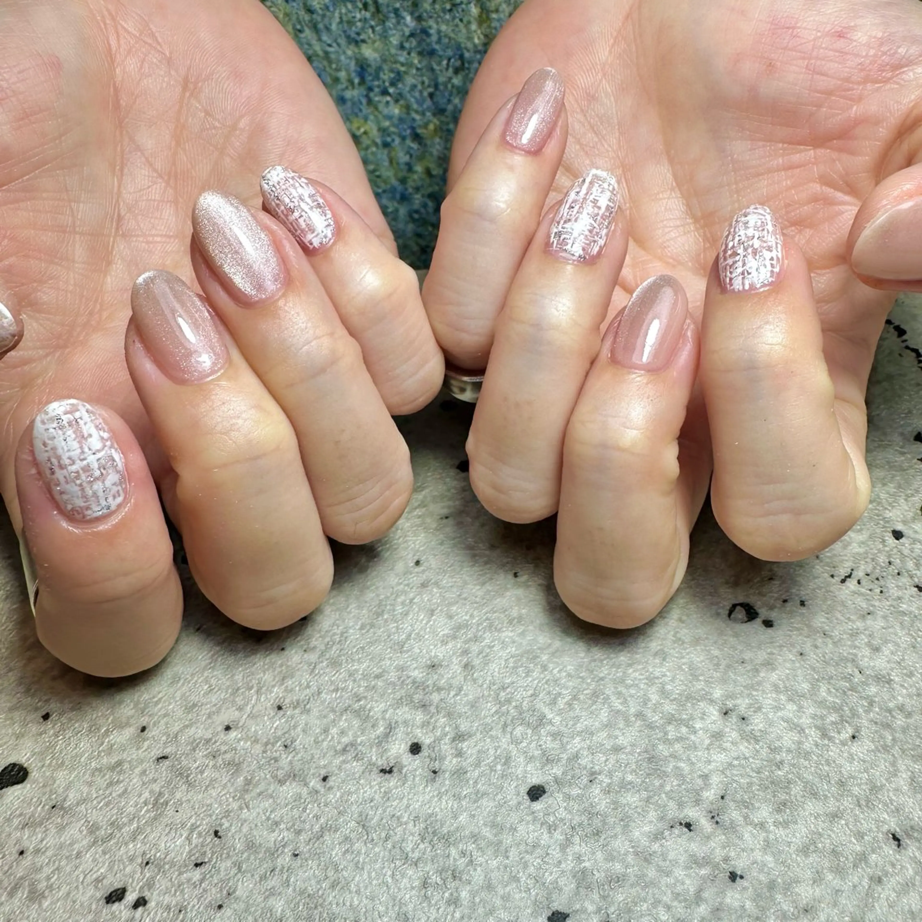 ネイル マグネットネイル ツイードネイル ハンドネイル フットネイル GéRanium Harukaのネイルデザイン