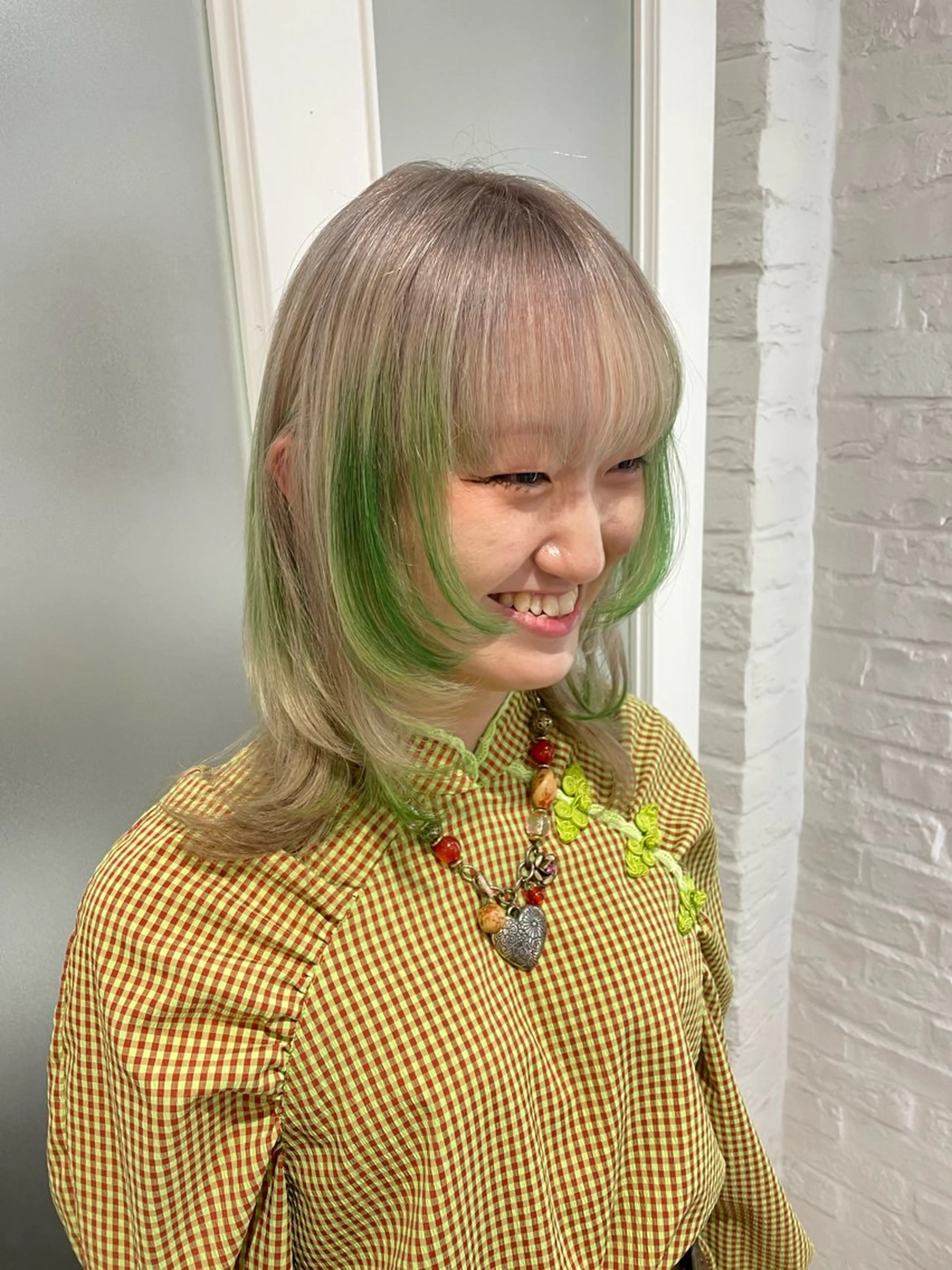 セミロング 顔まわりレイヤー 姫カット 韓国風ヘア レイヤーカット ワンホンヘア nuu 栄所属・🧸SAKI🎀 韓国レイヤーのヘアスタイル