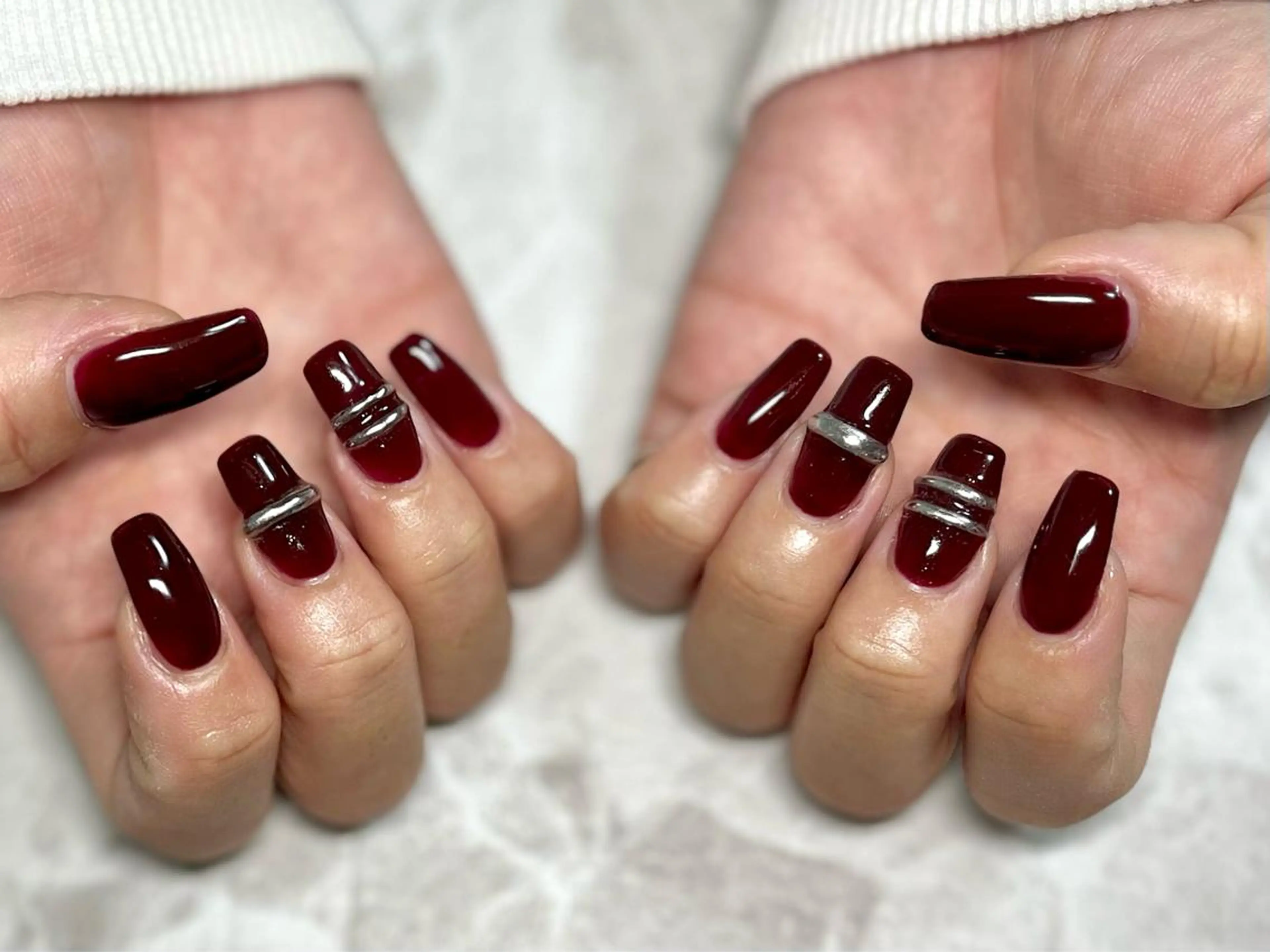 ネイル ボルドー フットネイル ニュアンスネイル シンプルネイル 春ネイル ネイル フフラ所属・nail fufla ♡yamane♡のネイルデザイン