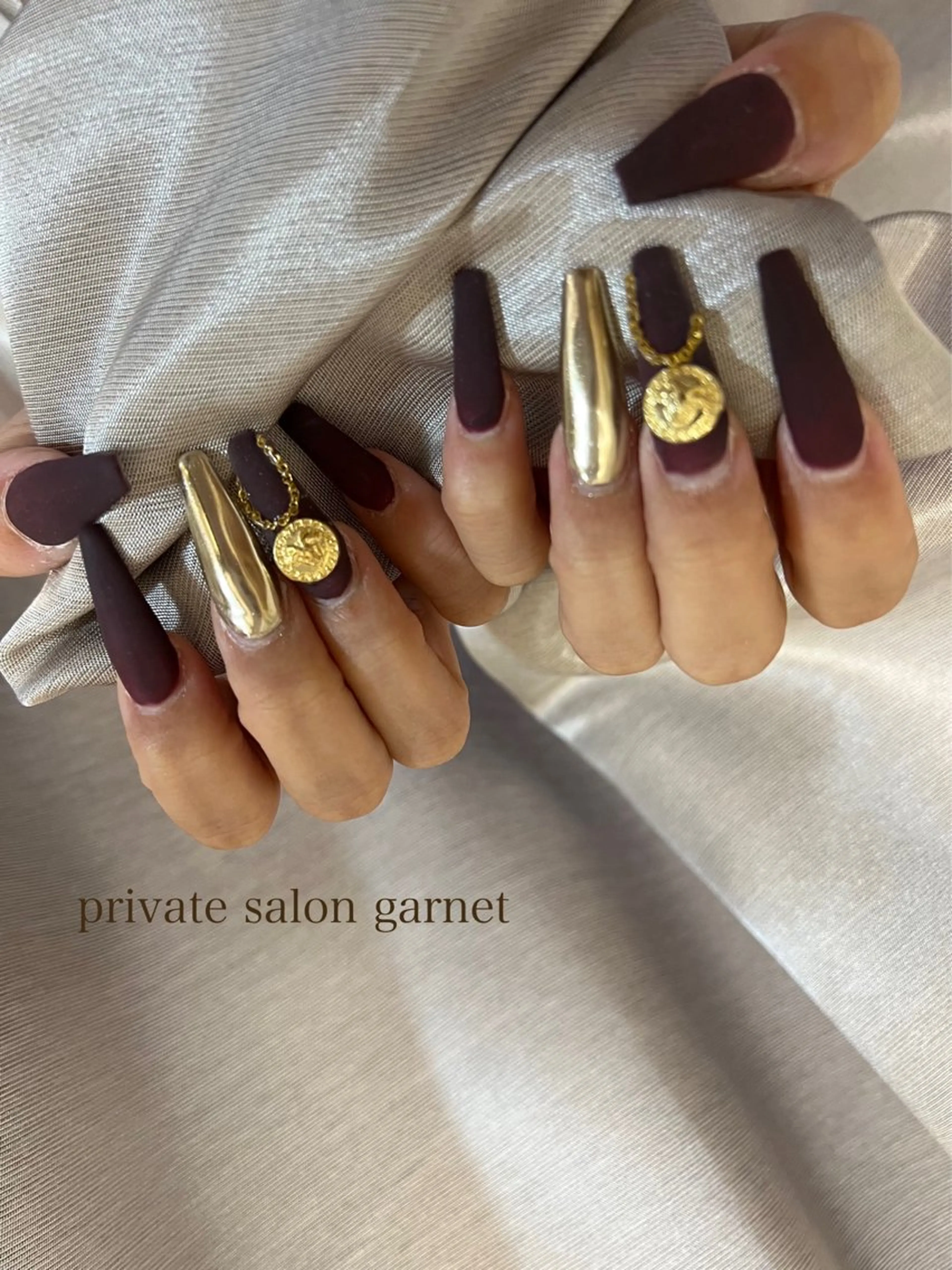 ネイル マットネイル ハンドネイル Garnet nailのネイルデザイン