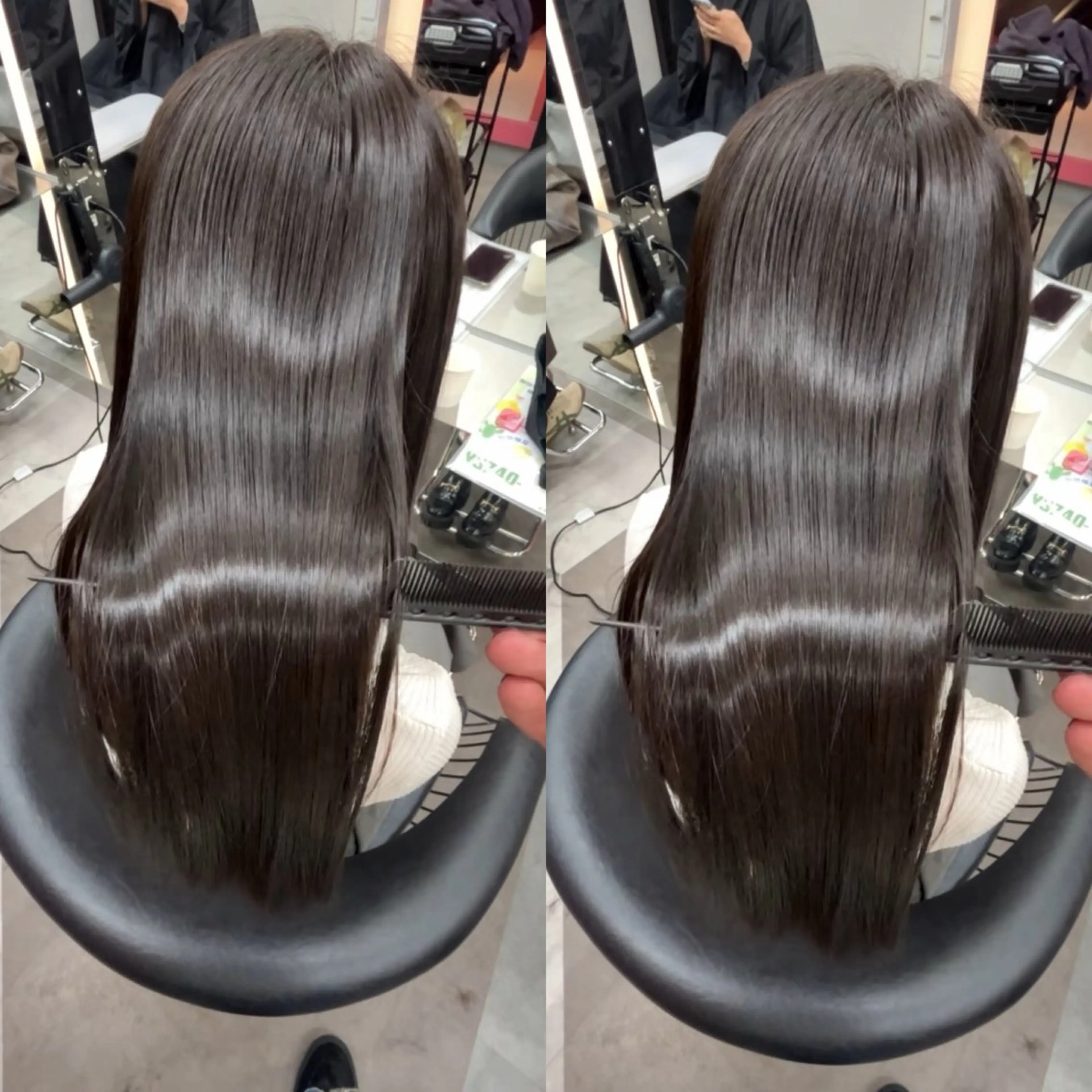 セミロング カラー カット 縮毛矯正 トリートメント 山崎/ボブ縮毛矯正 レイヤー髪質改善のヘアスタイル