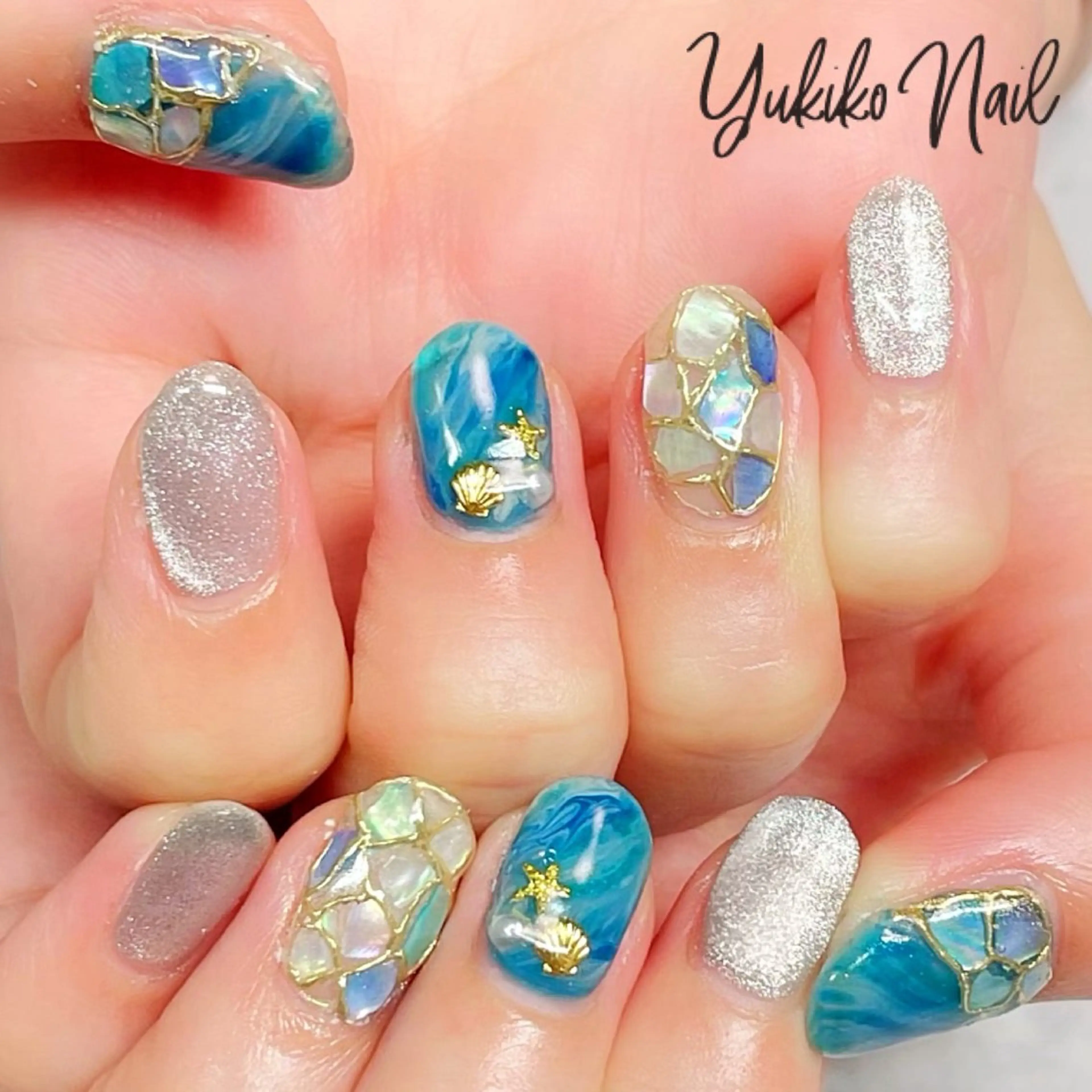 ネイル マグネットネイル 夏ネイル ユキコ ネイルのネイルデザイン