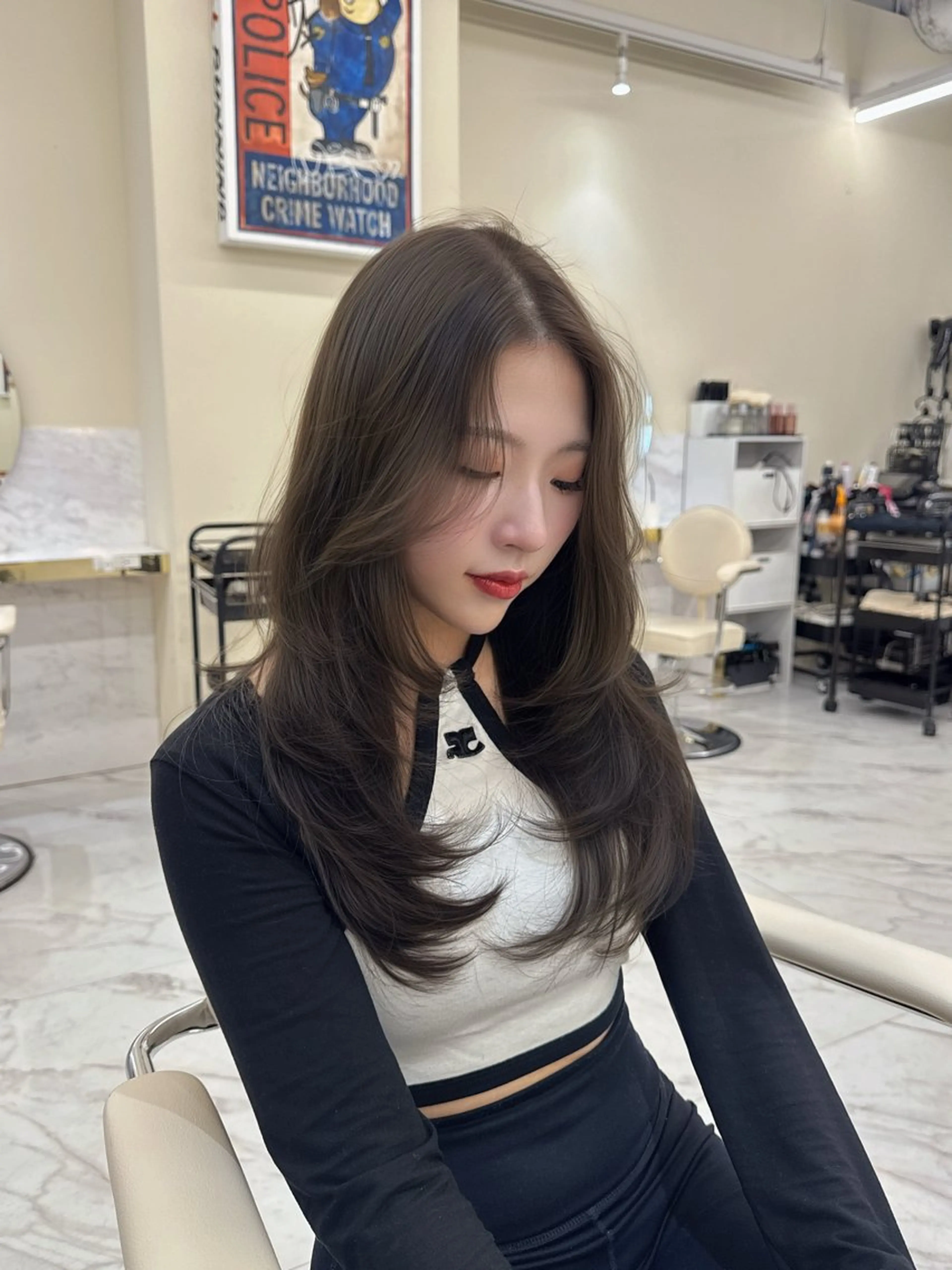 セミロング カラー ヘアアレンジ オリーブカラー レイヤーカット カット ヘアカラー トリートメント 髪質改善特化 🫧松野力也のヘアスタイル