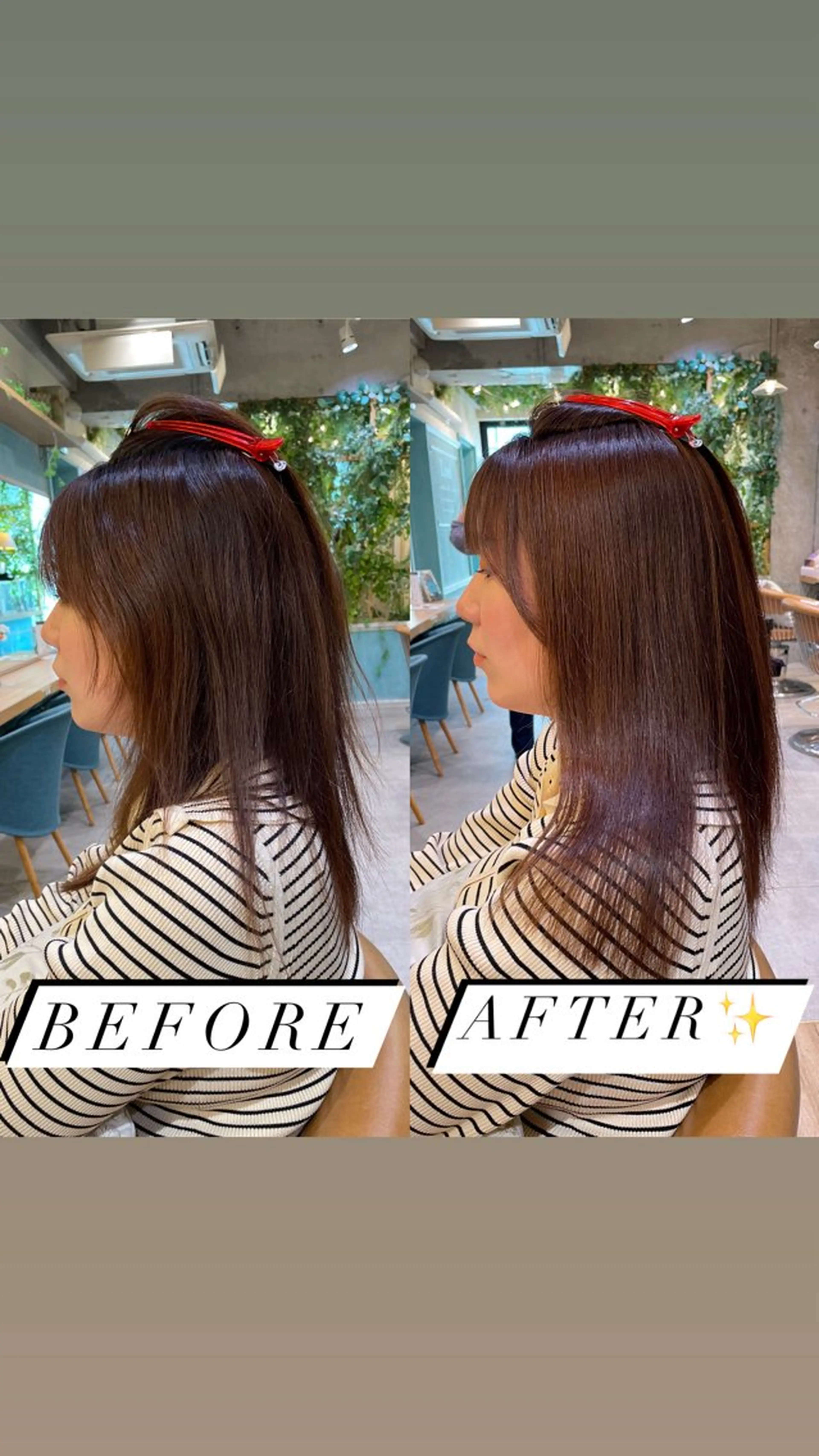 セミロング カット ヘアカラー 縮毛矯正 トリートメント 山本翔一郎 韓国顔周りレイヤーのヘアスタイル