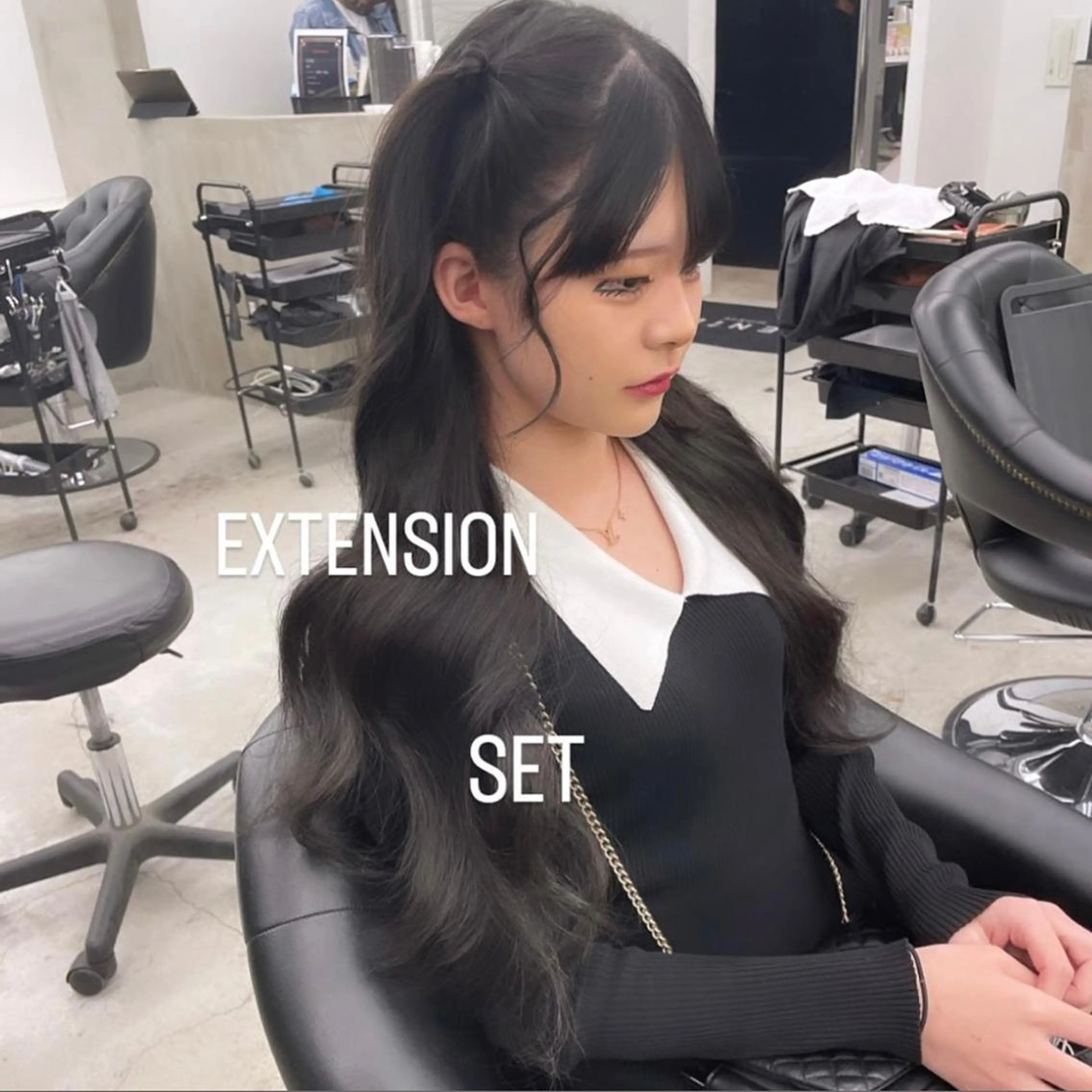 ロング カラー エクステ エクステ🩵ブリーチ 韓国ヘア🩵KAEのヘアスタイル