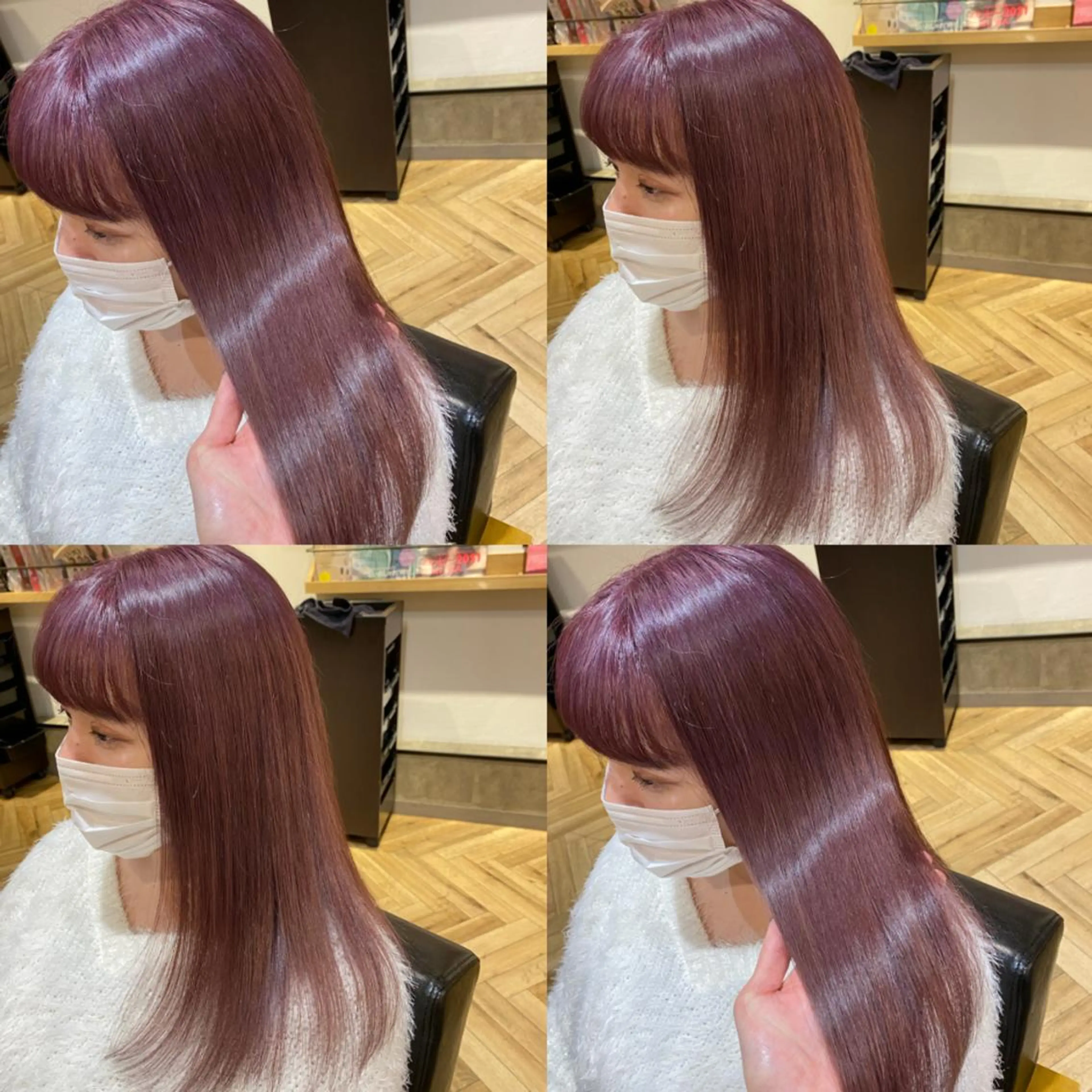 セミロング カラー ブリーチ ラベンダーカラー ピンクカラー ピンクラベンダー 艶カラー/韓国顔周り 🎀mamiのヘアスタイル