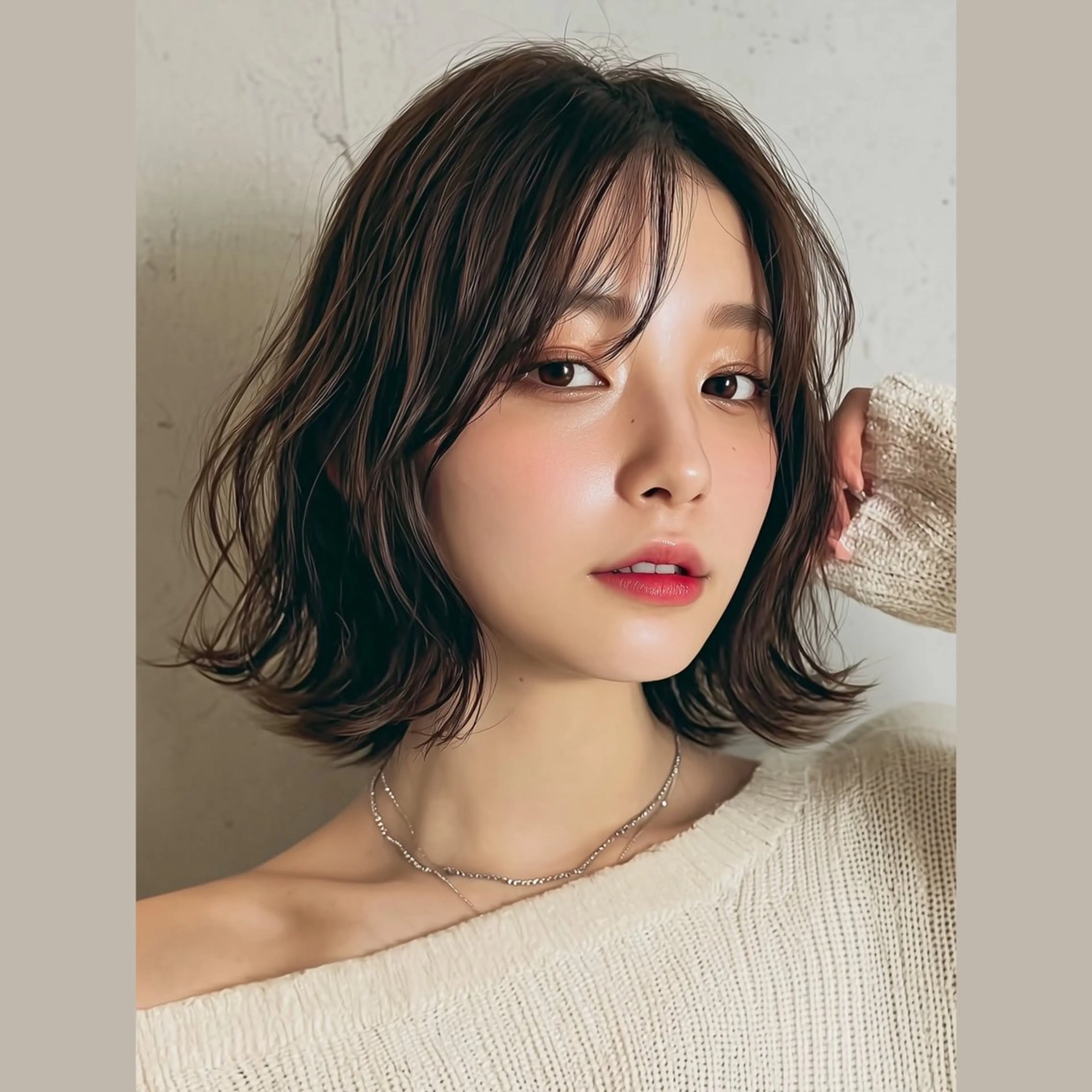 ミディアム カラー Misora/ボブ/ レイヤー/艶カラーのヘアスタイル