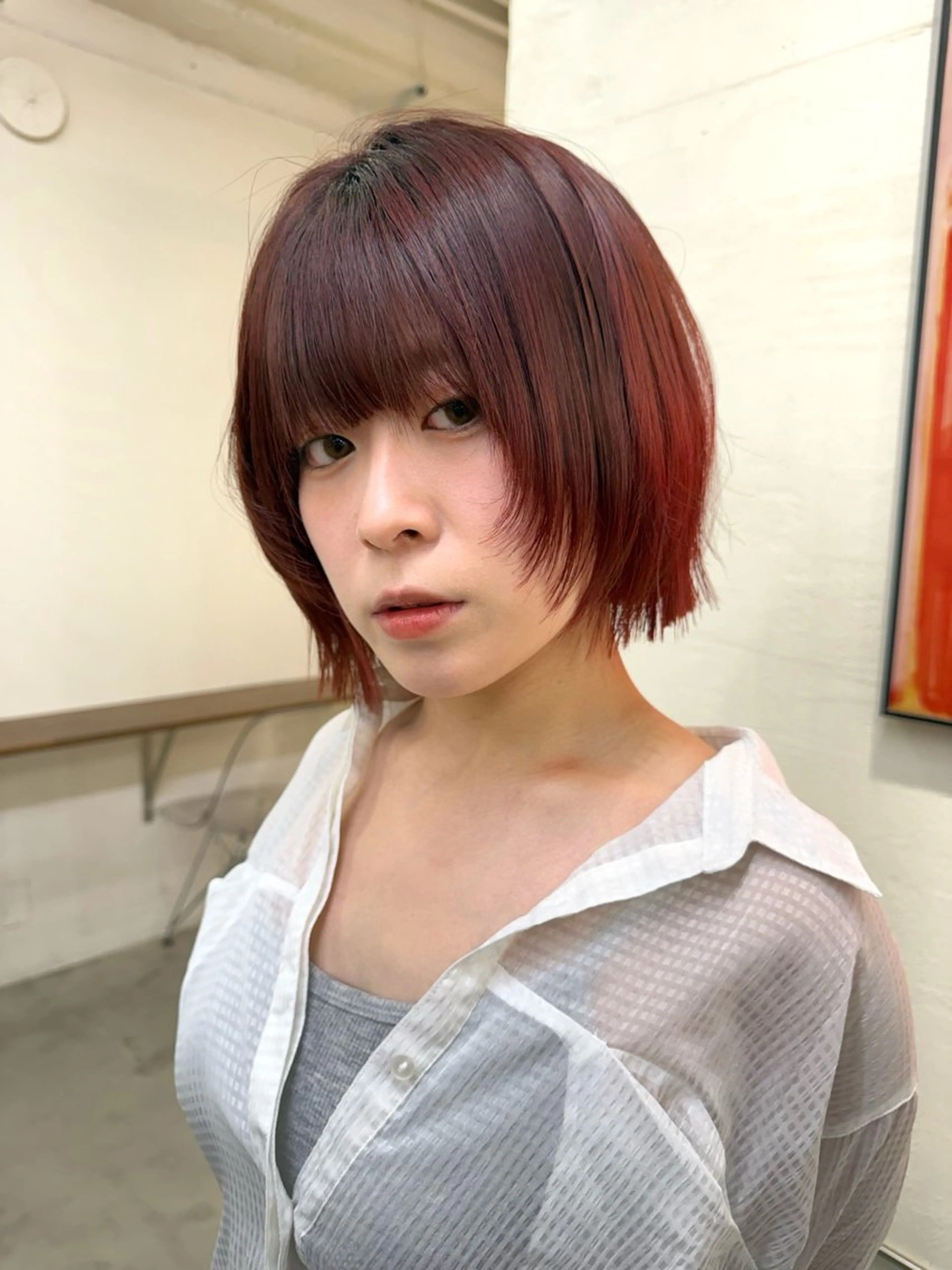 ミディアム ボブレイヤー ボブ レイヤーカット カット 須藤　優真 レイヤーボブ　ウルフのヘアスタイル