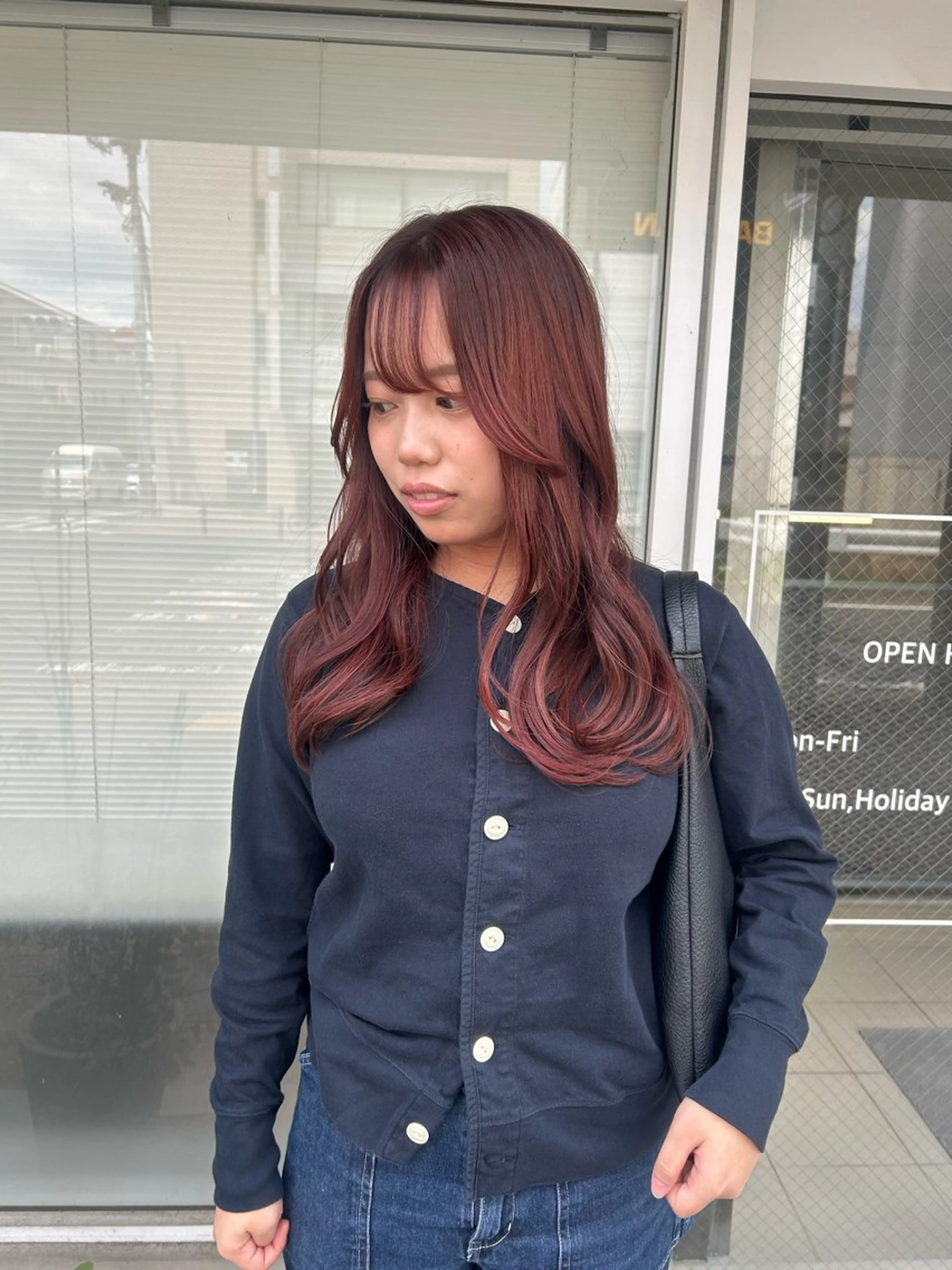 ロング カラー レッドカラー レイヤーカット カット ヘアカラー トリートメント 透明感カラー🫧 nanohaのヘアスタイル