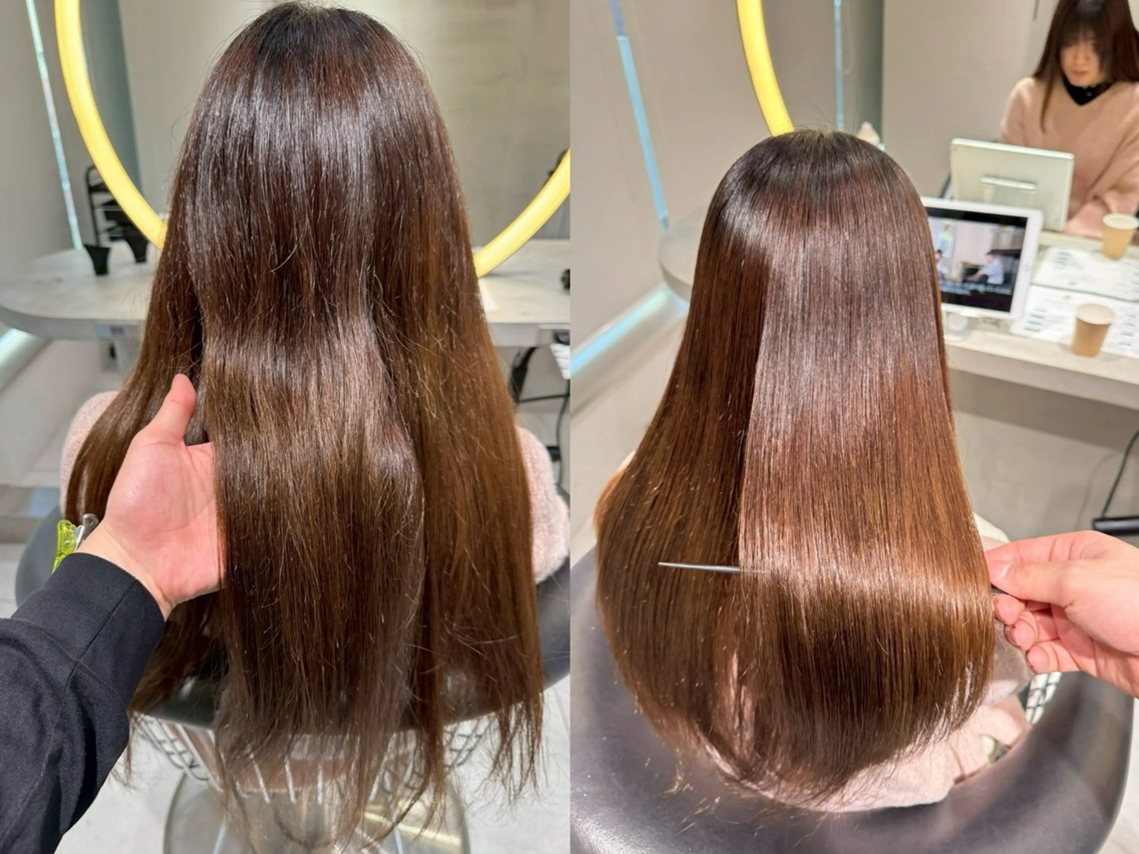 セミロング カット 縮毛矯正 トリートメント 谷川が作る熊本1🏅 ＆レイヤーカットのヘアスタイル