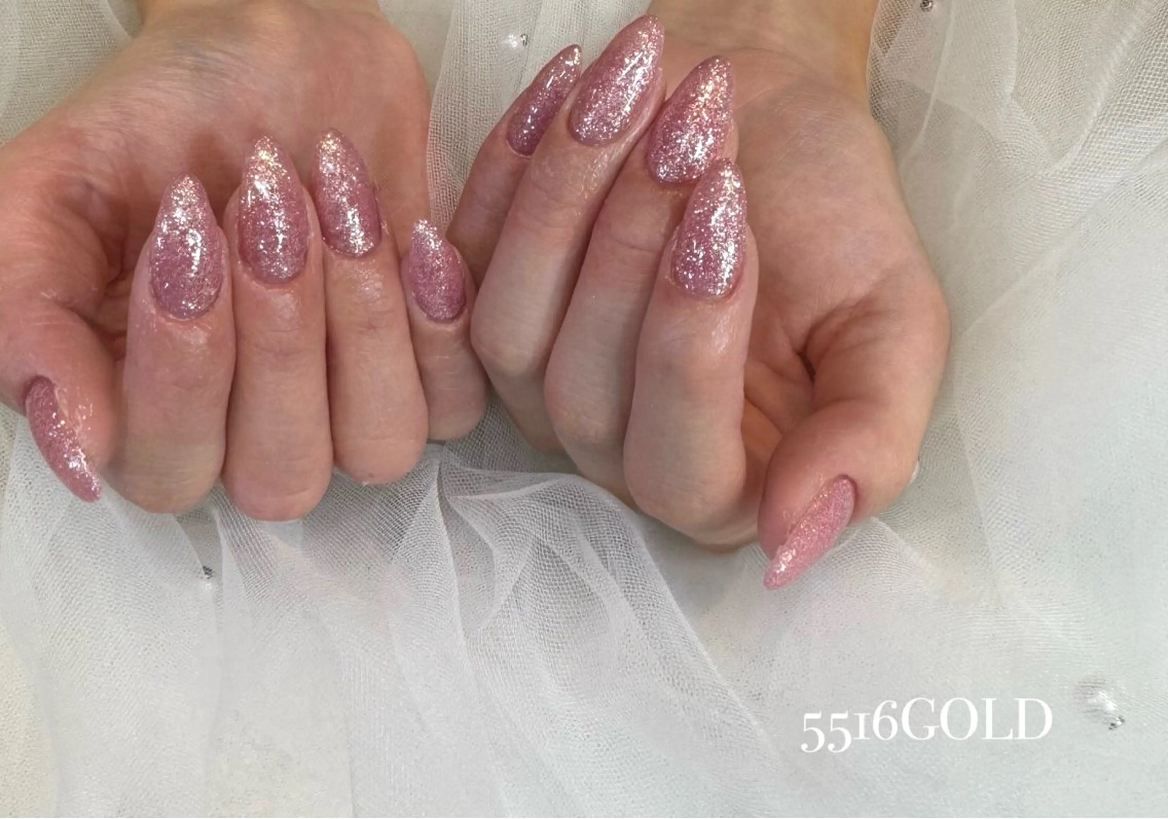 ネイル ラメ(グリッター) ワンカラーネイル ピンク 💎5516 MACHIKOのネイルデザイン