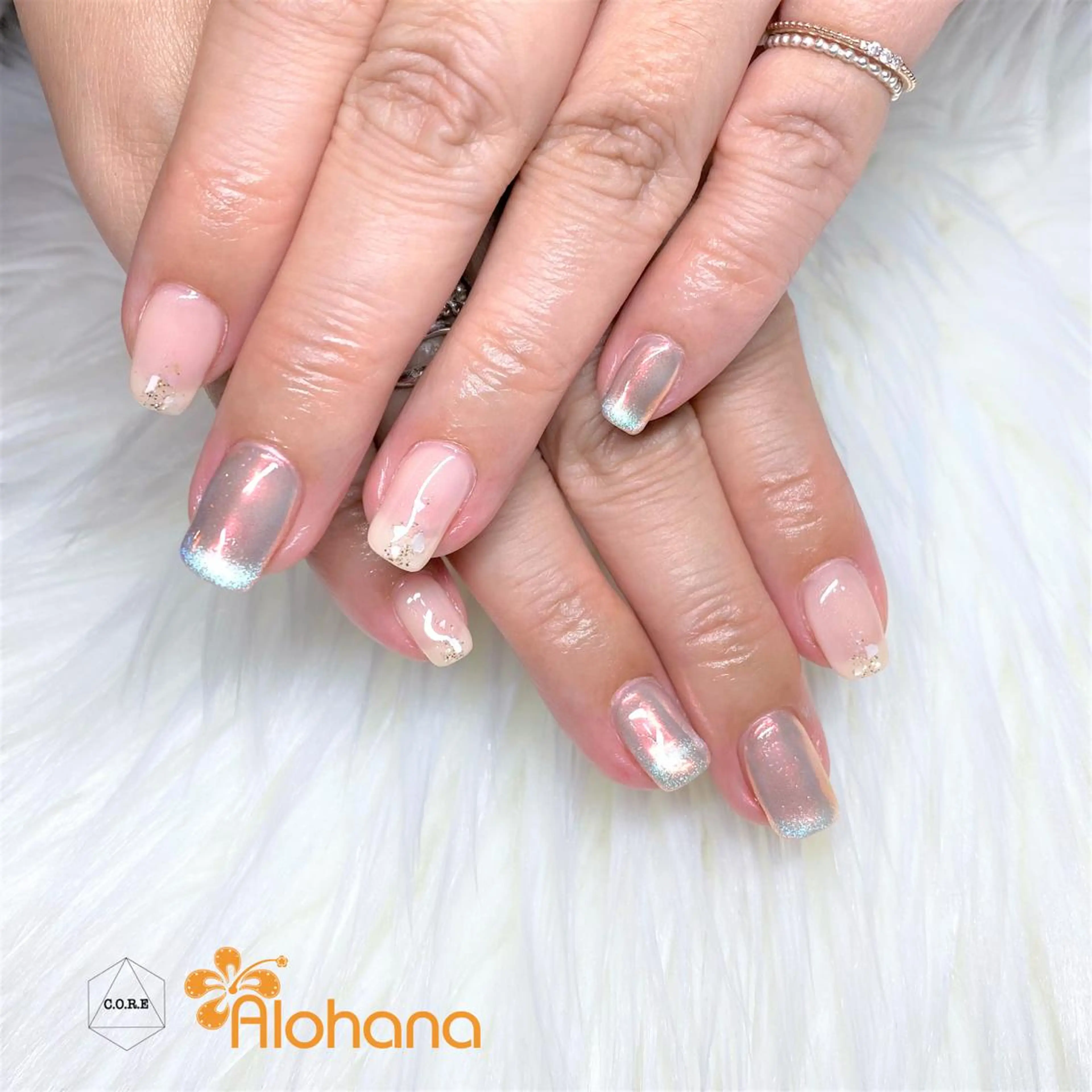 ネイル フレンチネイル マグネットネイル マグネットフレンチ ハンドネイル Alohana所属・Alohana Minaのネイルデザイン