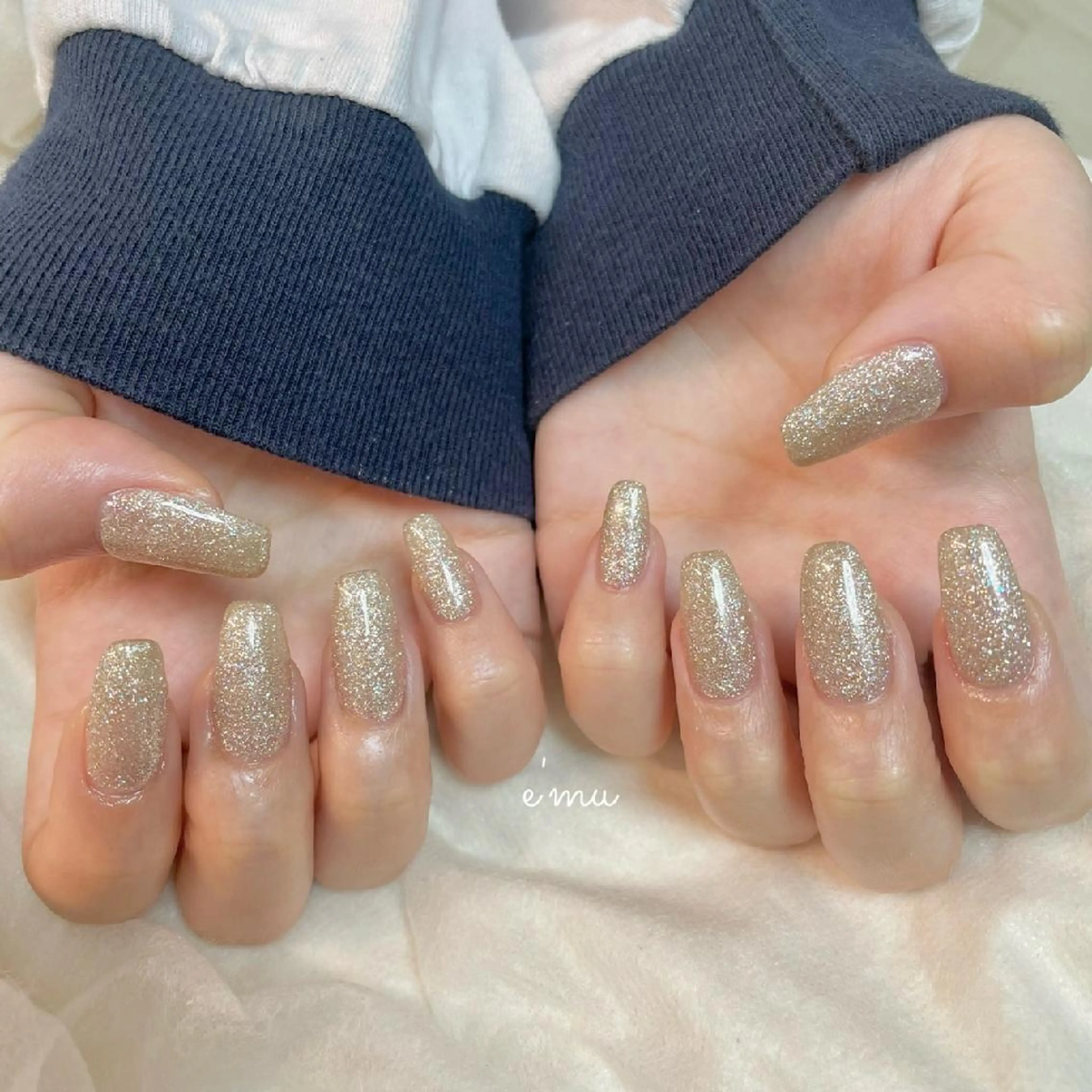 ネイル ラメ(グリッター) ワンカラーネイル ハンドネイル nail salon e'mu💐のネイルデザイン