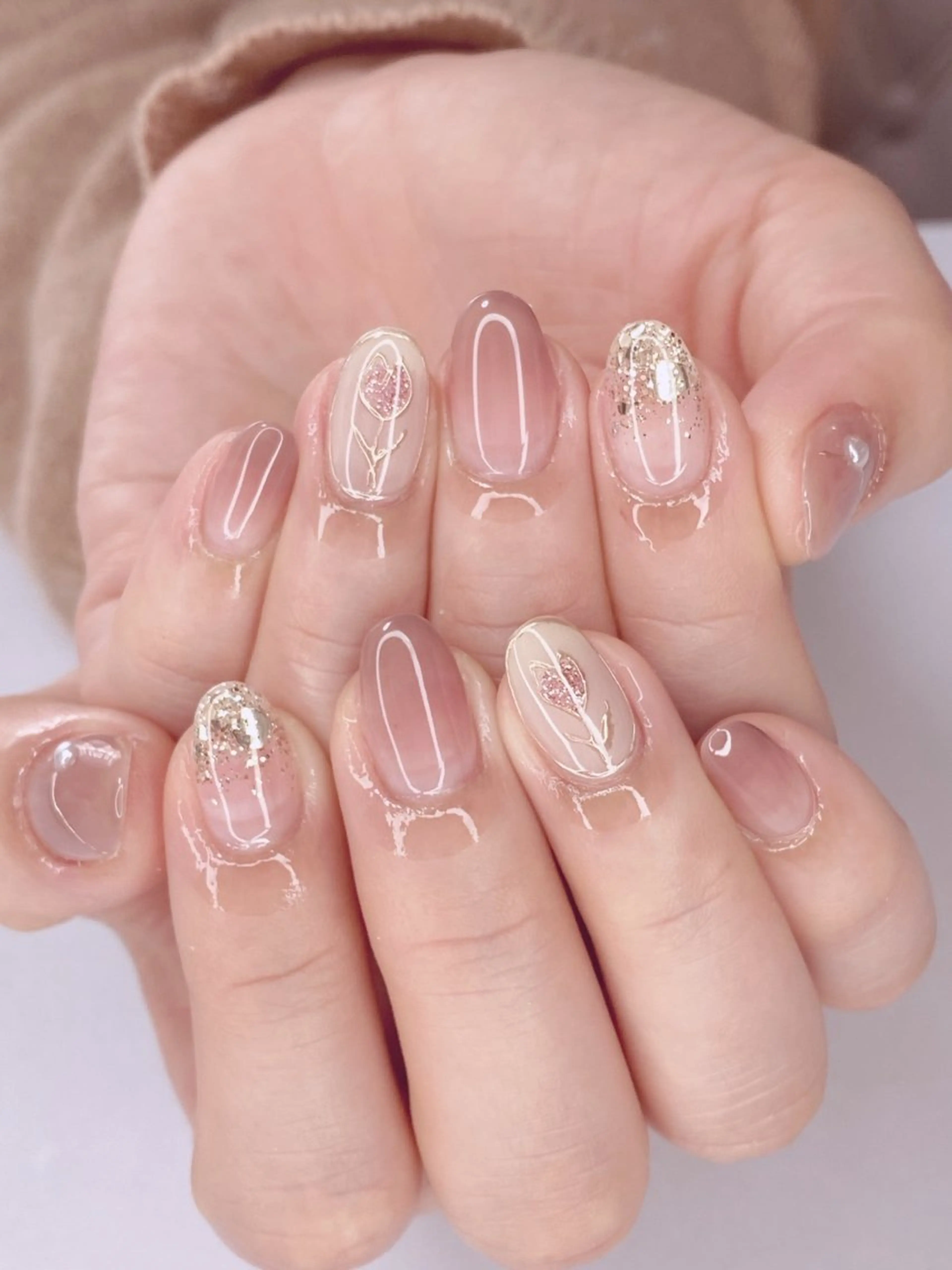 ネイル アートネイル オーロラネイル 桜ネイル クリアネイル グラデーション Nail Salon ertiのネイルデザイン