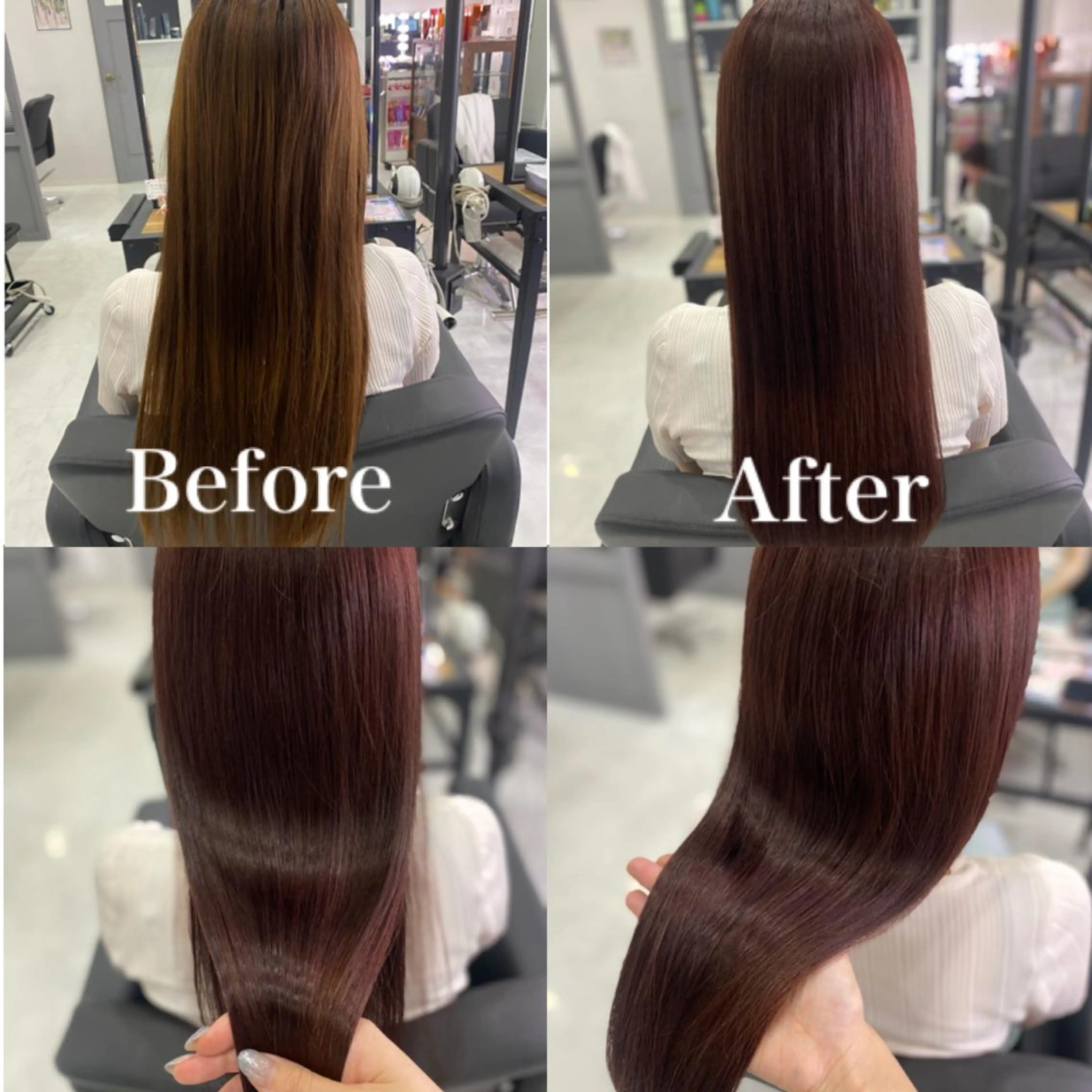 ロング カラー レッドカラー トリートメント カット ヘアカラー トリートメント 髪質改善×矯正🫧 韓国ヘアasamiのヘアスタイル