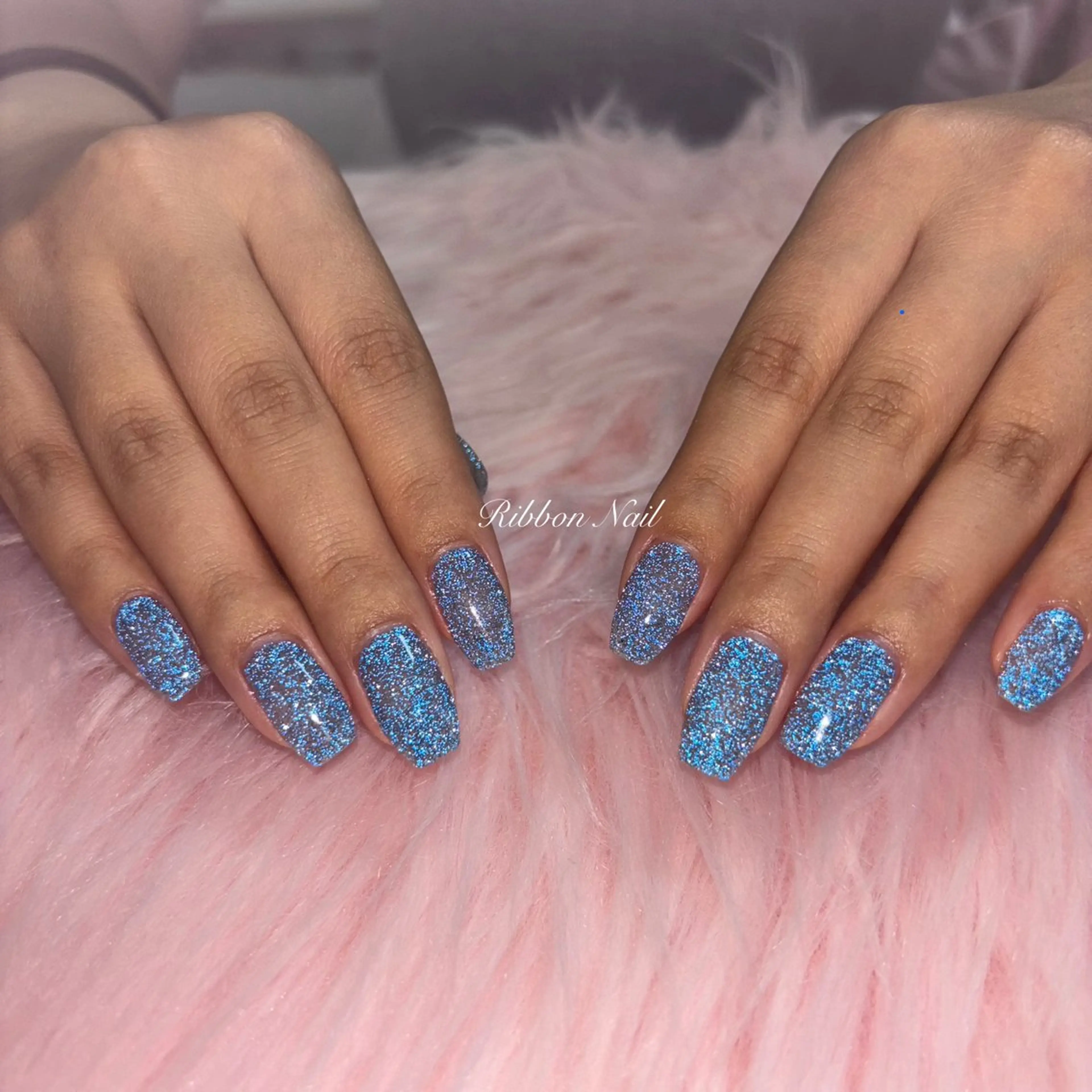 ネイル ブルー フラッシュネイル Nail Ambra 天王寺店所属・Nail Ambra fusaのネイルデザイン