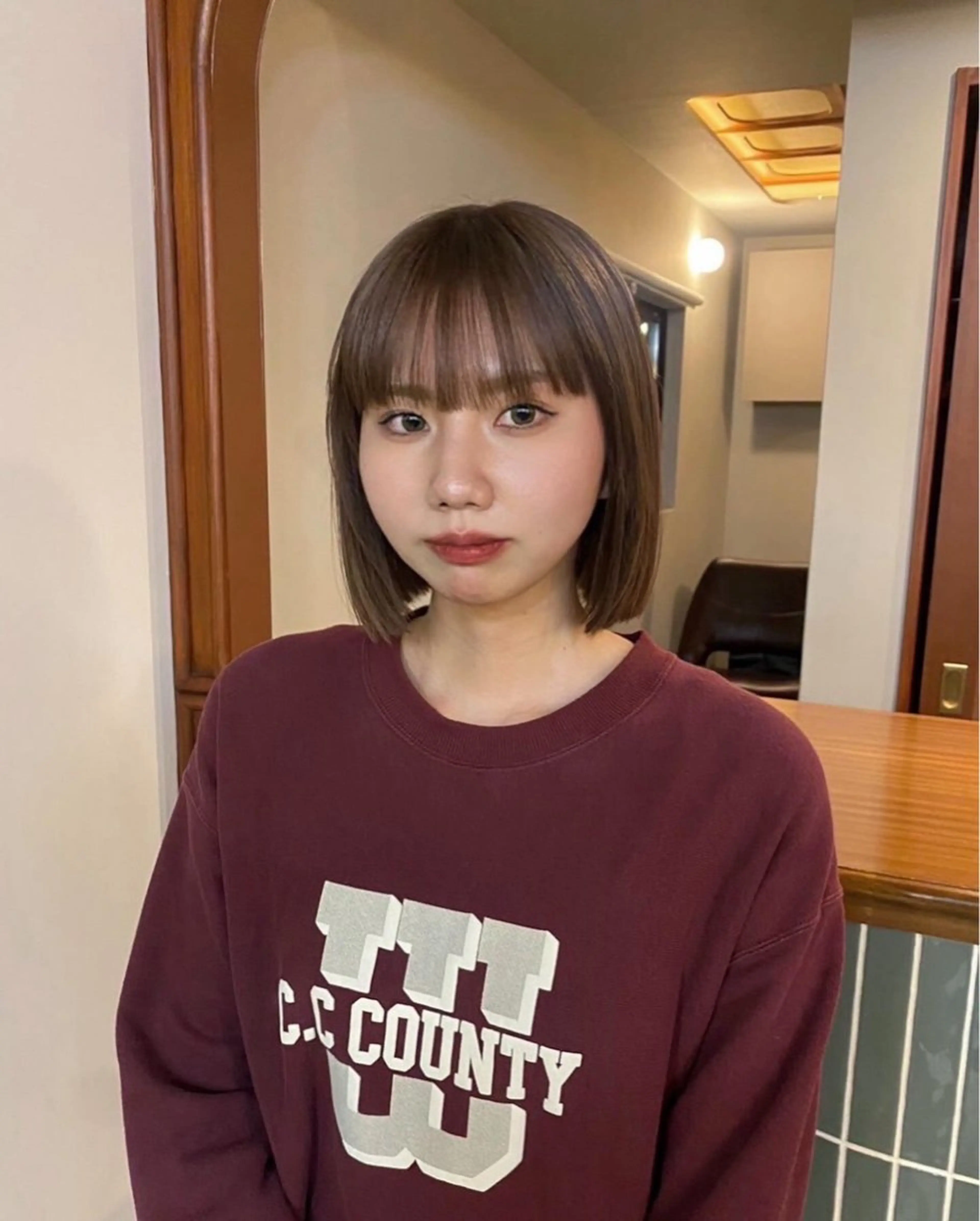 ミディアム カラー ブラウンカラー マロンブラウン DEPT 宗像あかりのヘアスタイル