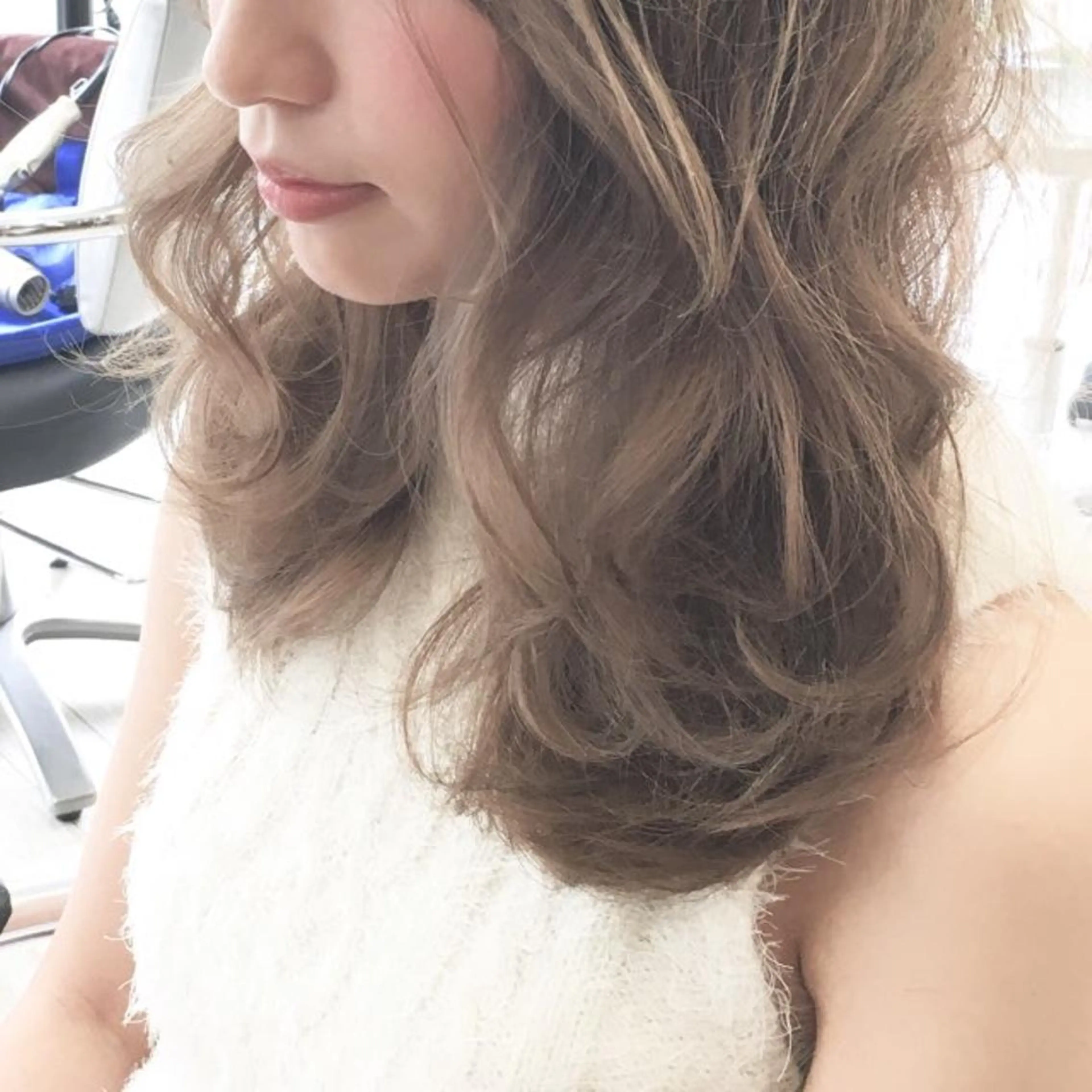 セミロング カラー パーマ ヘアアレンジ ◆感動口コミ/最小顔 理論カット◆森口 峻のヘアスタイル