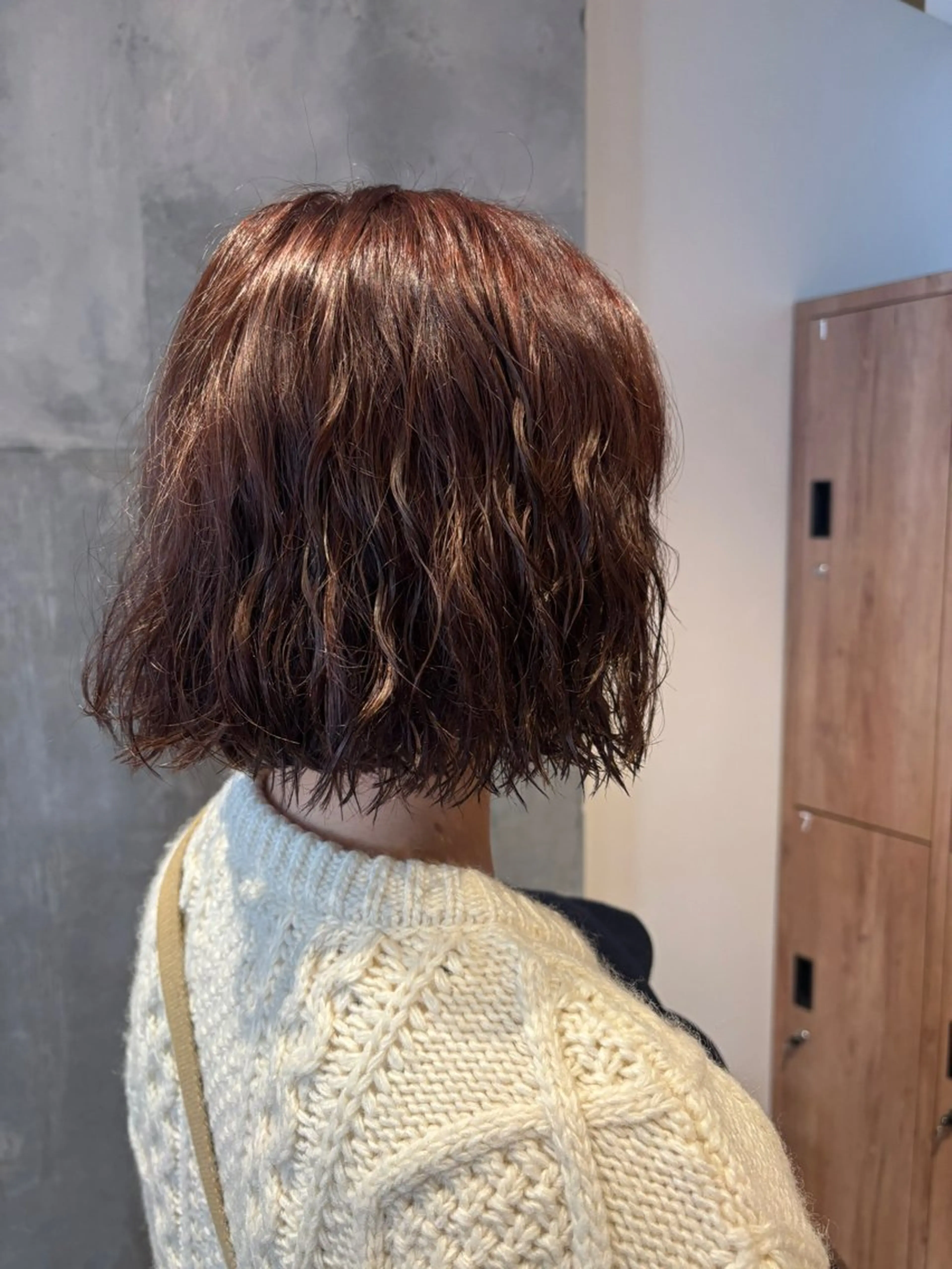 ミディアム カラー ブラウンカラー ピンクカラー ピンクブラウン 🎀ワンレンボブ🎀 ワンカラー　あゆみのヘアスタイル