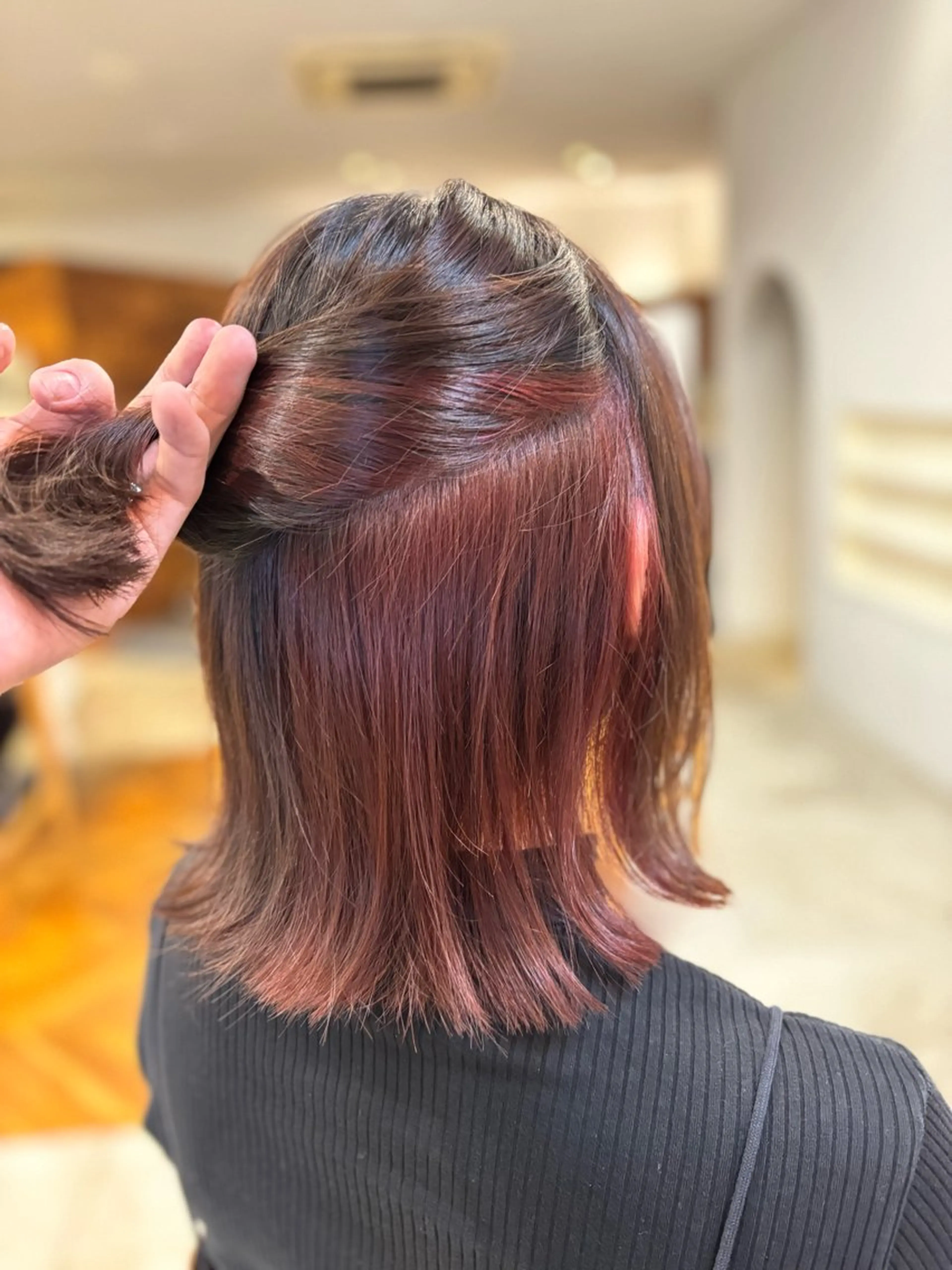 ミディアム カラー ブリーチ ブラウンカラー 透明感カラー ダブルカラー ブリーチなしカラー ヘアカラー トリートメント カノエ小郡/髪質改善 /小野　静水のヘアスタイル