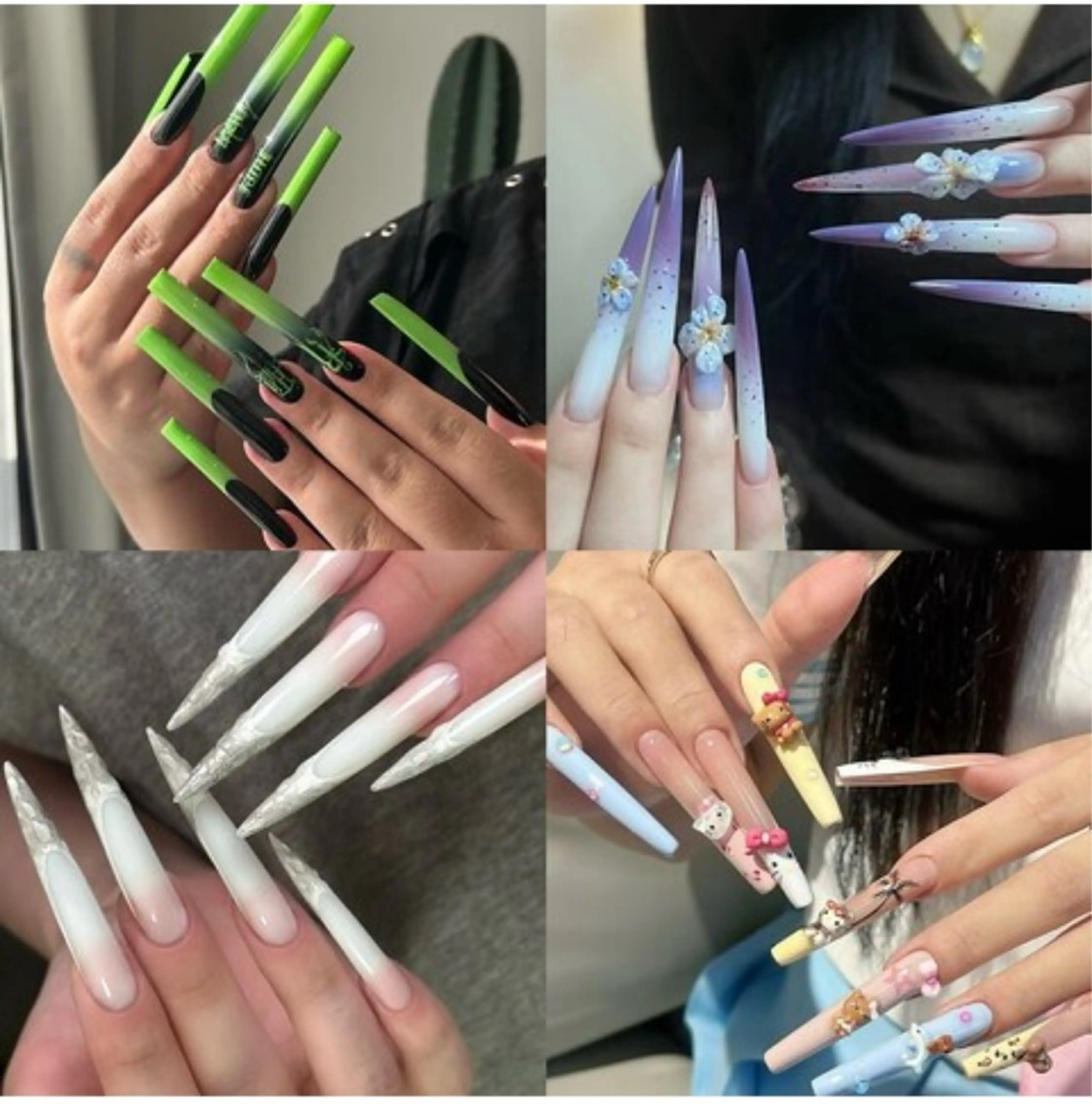 ロング ハンドネイル ハンドケア 一其 サロンのネイルデザイン