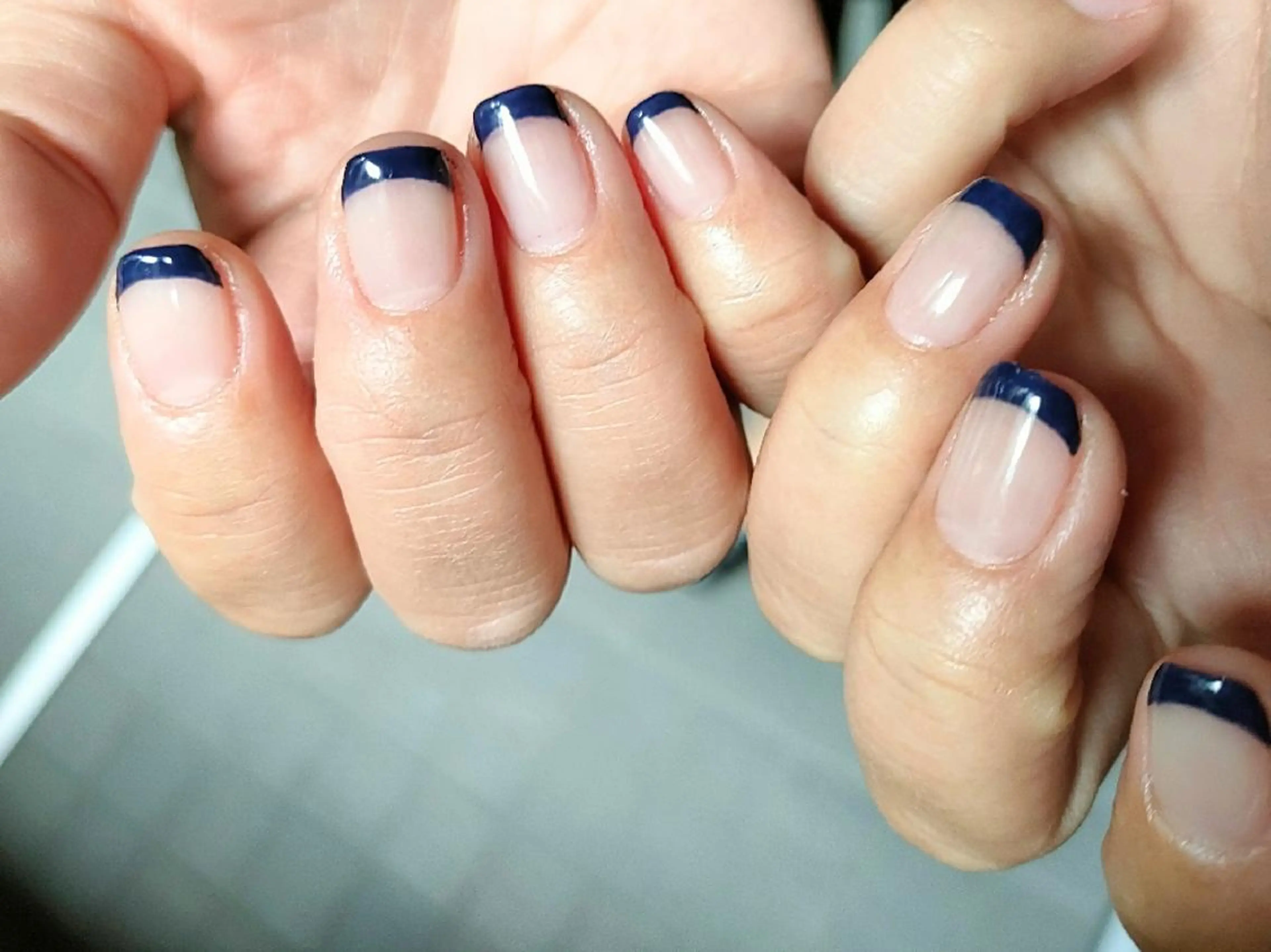 ネイル クリアネイル フレンチネイル ネイビー oir. nailsalonのネイルデザイン