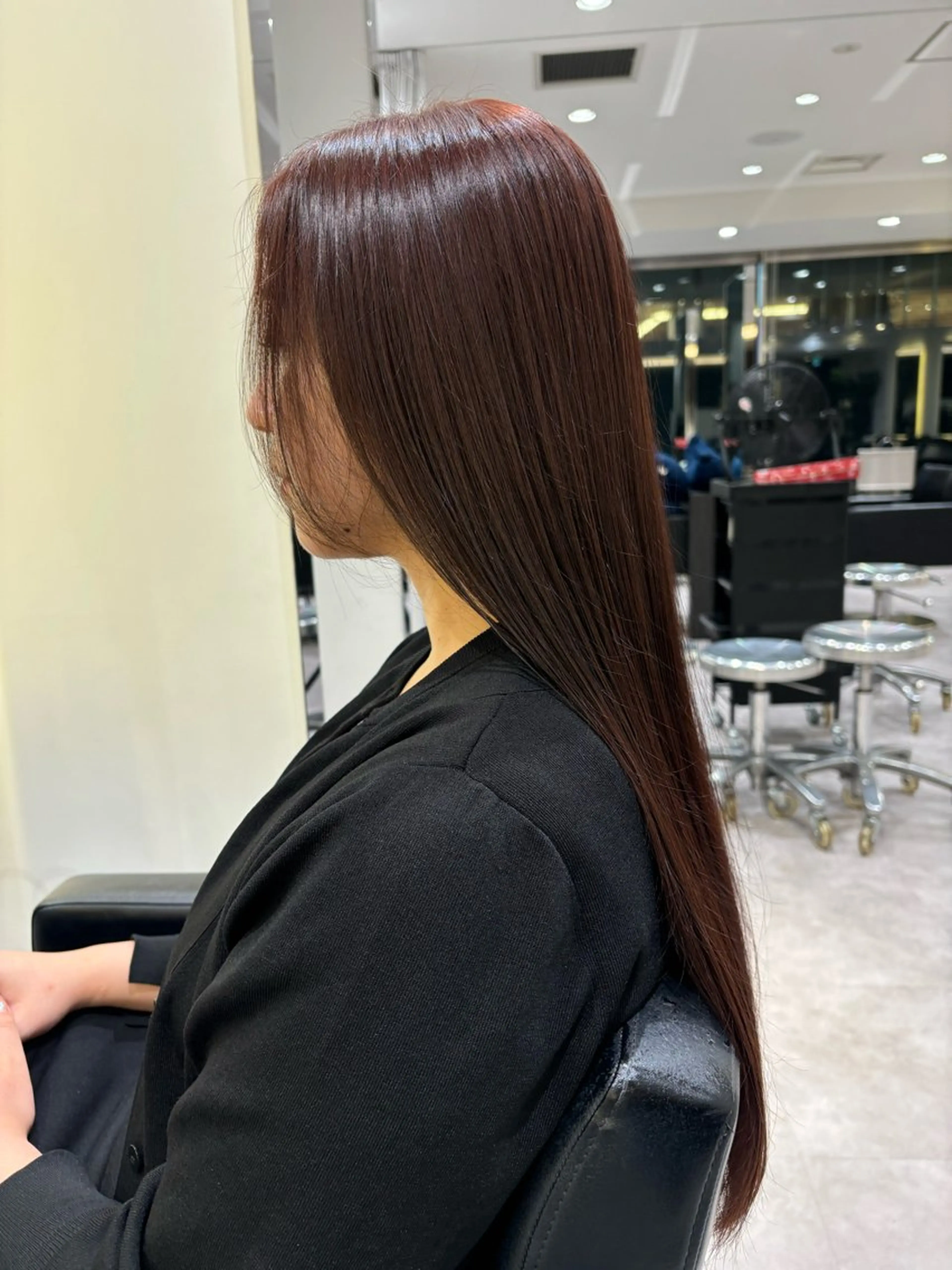 ロング レッドブラウン 無料カットモデル /小顔ショート/荒砂のヘアスタイル