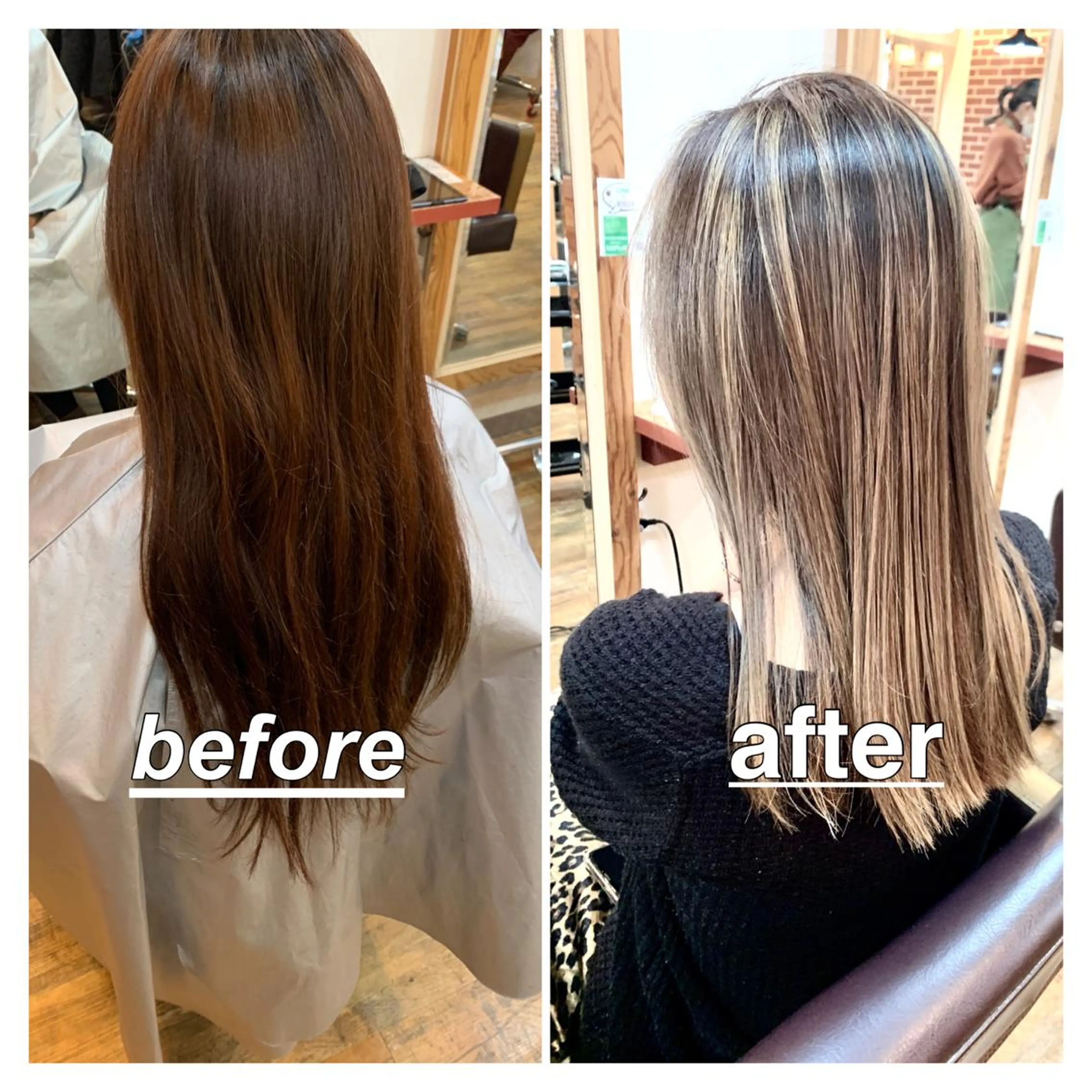 ロング カラー バレイヤージュ ハイライトカラー 3Dハイライト ハイライト レイヤーカット ヘアカラー トリートメント 岡崎勇人/レイヤー/ 韓国/ケラチンTRのヘアスタイル