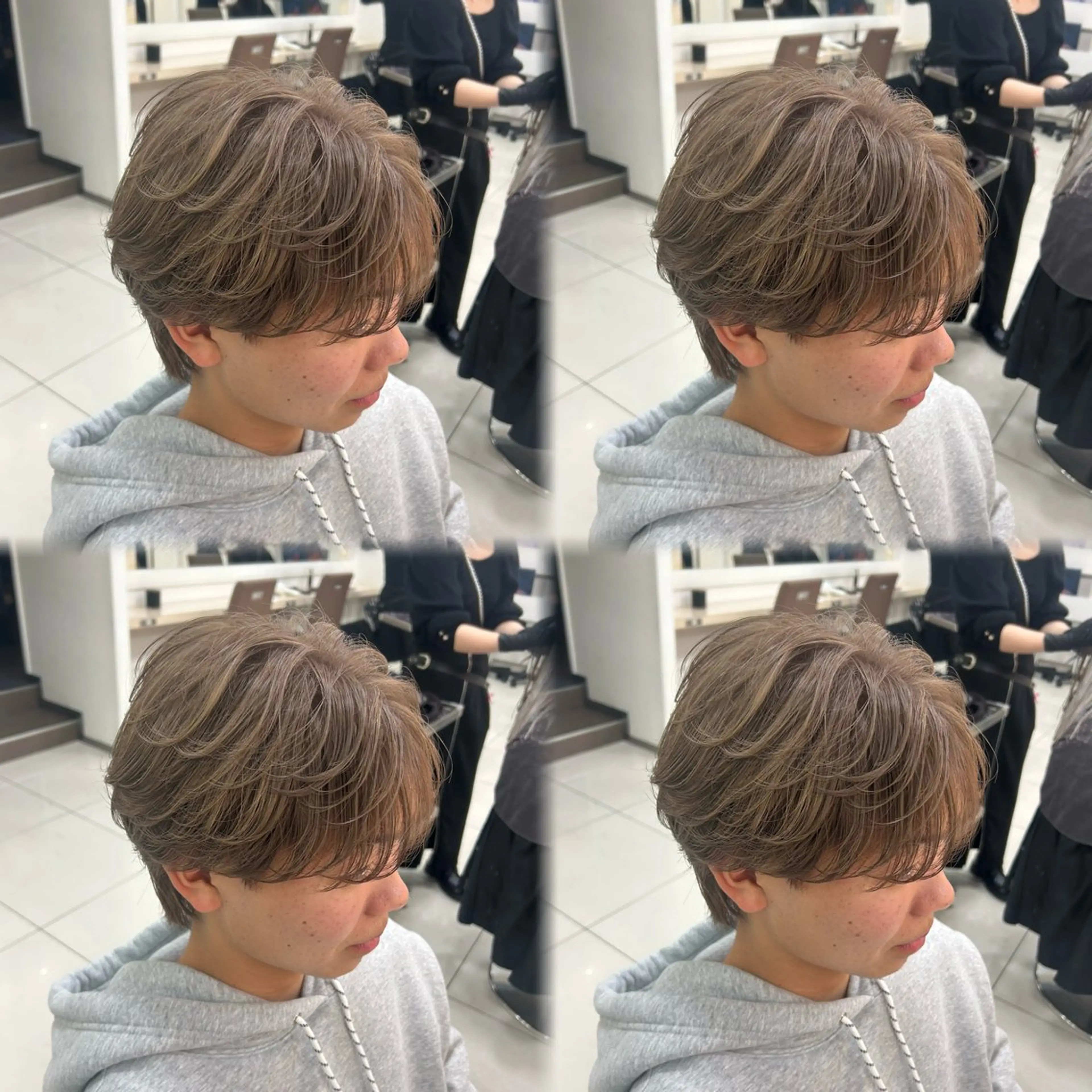 ミディアム カラー メンズ ミディアムパーマ センターパート フェードカット フェザーパーマ カルマパーマ カット ヘアカラー トリートメント 髪質改善/艶カラー/ メンズパーマ/鈴木のヘアスタイル