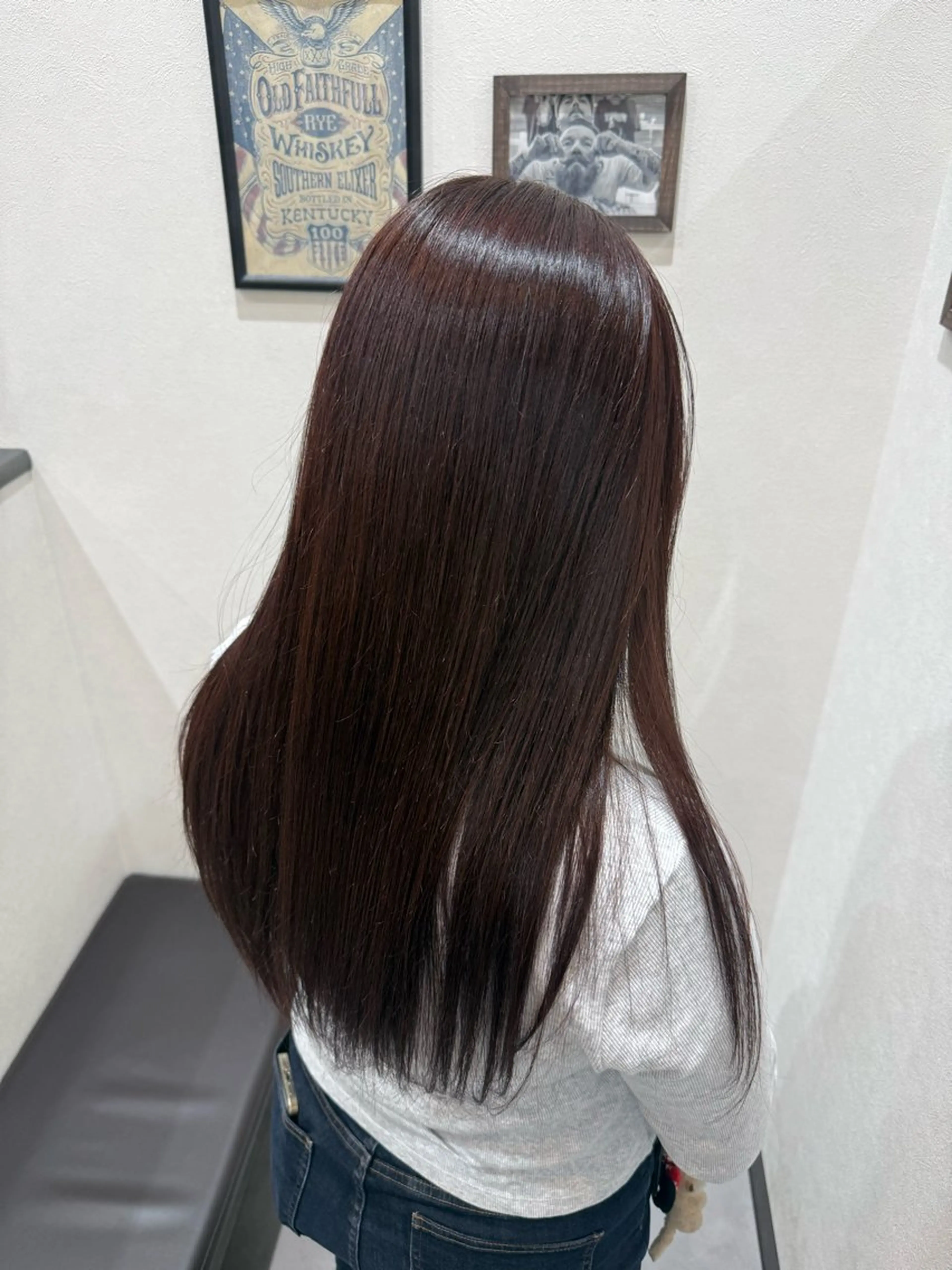 セミロング カラー ブラウンカラー ローズカラー ローズブラウン ヘアカラー 中林 優太のヘアスタイル