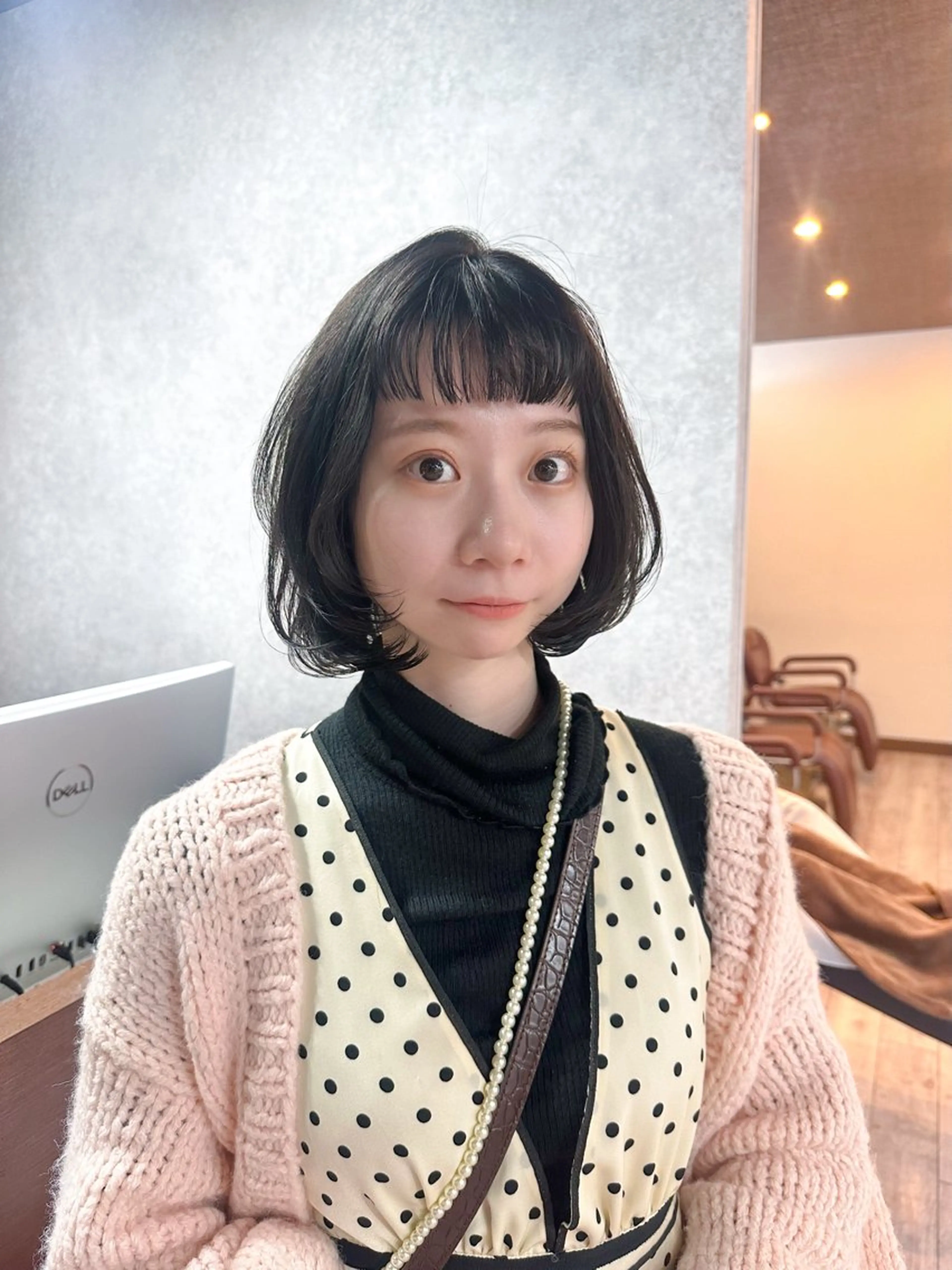 ミディアム カラー ボブレイヤー ボブ レイヤーカット カット ヘアカラー 高橋 みく/ minim 暖色のヘアスタイル