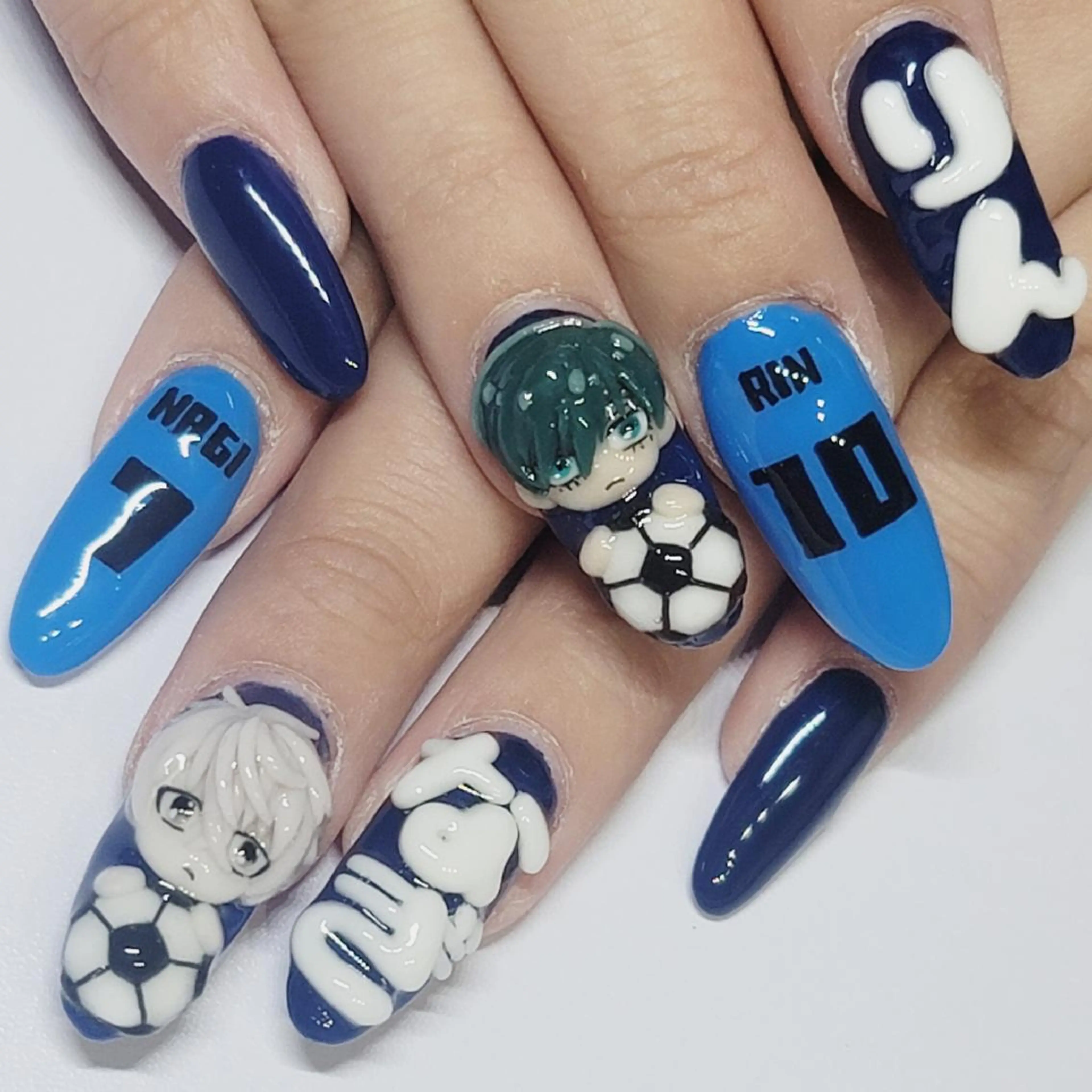ネイル アートネイル ブルー ネイビー ハンドネイル よしだ ひろきのネイルデザイン