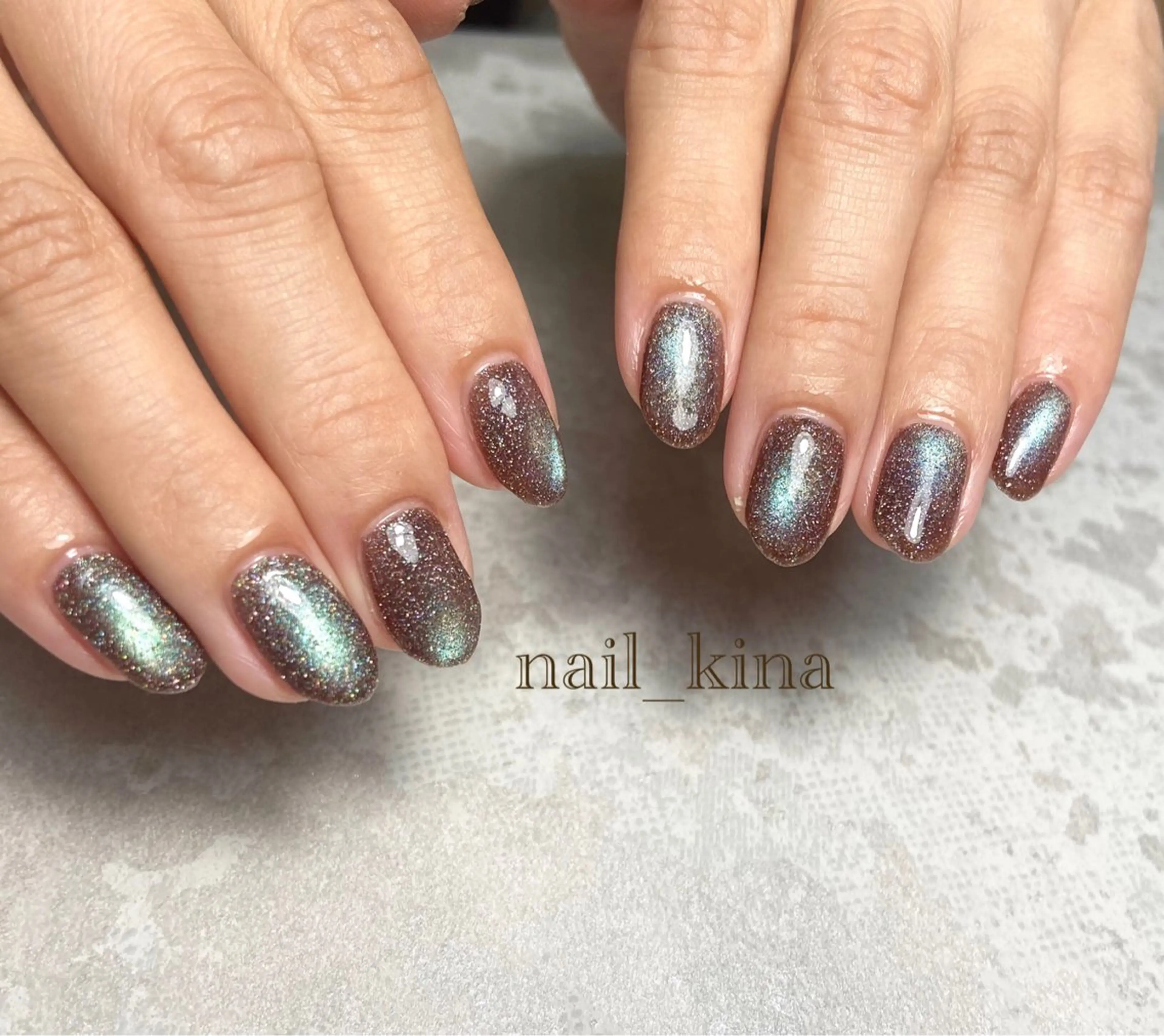 ネイル ブルー フラッシュネイル ジェルネイル キラキラネイル マグネットネイル nail_ kinaのネイルデザイン