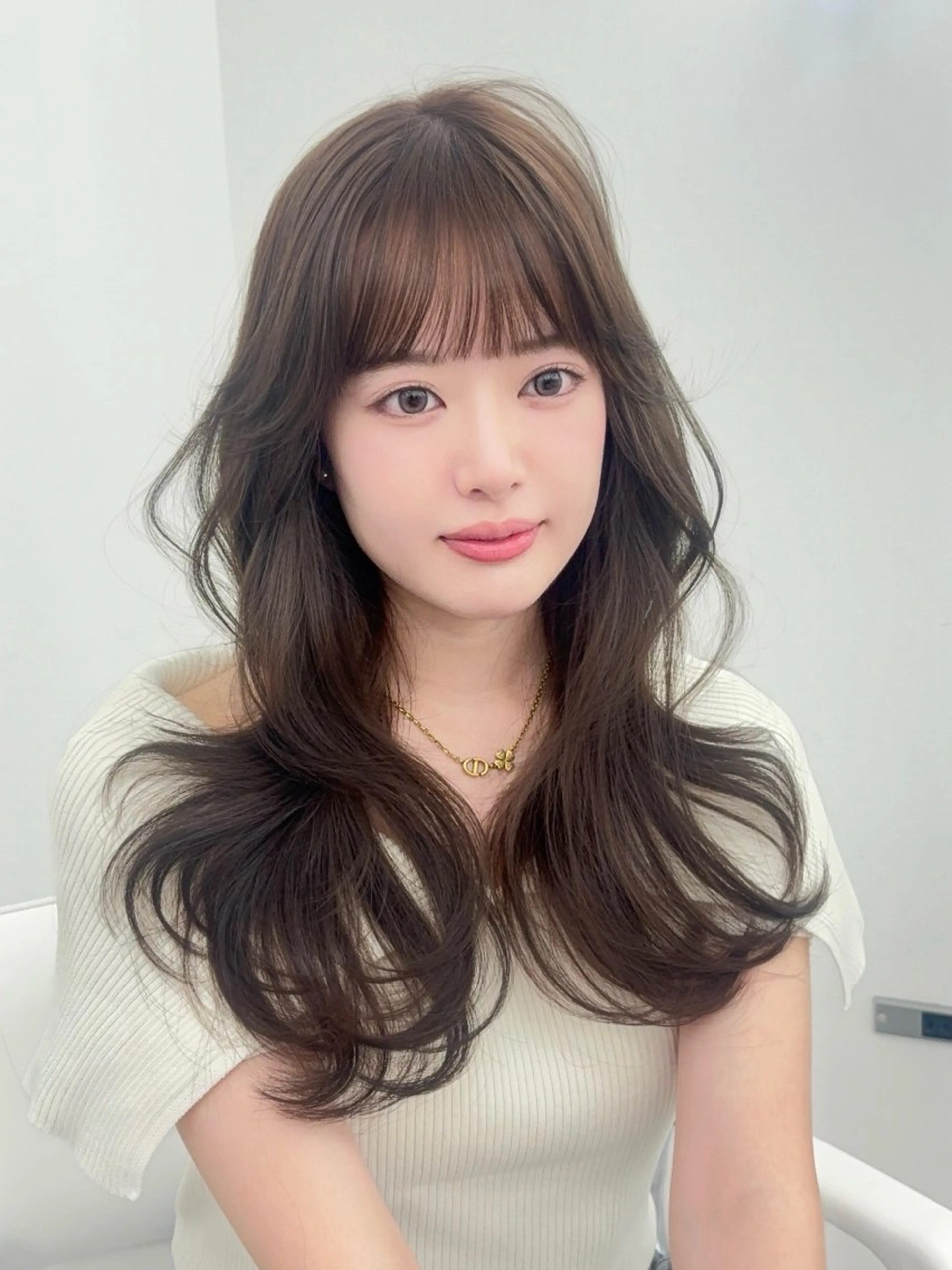 ロング カラー 小顔カット カット ヘアカラー トリートメント 韓国ヘア/レイヤー/ 顔まわり足立遥奈のヘアスタイル