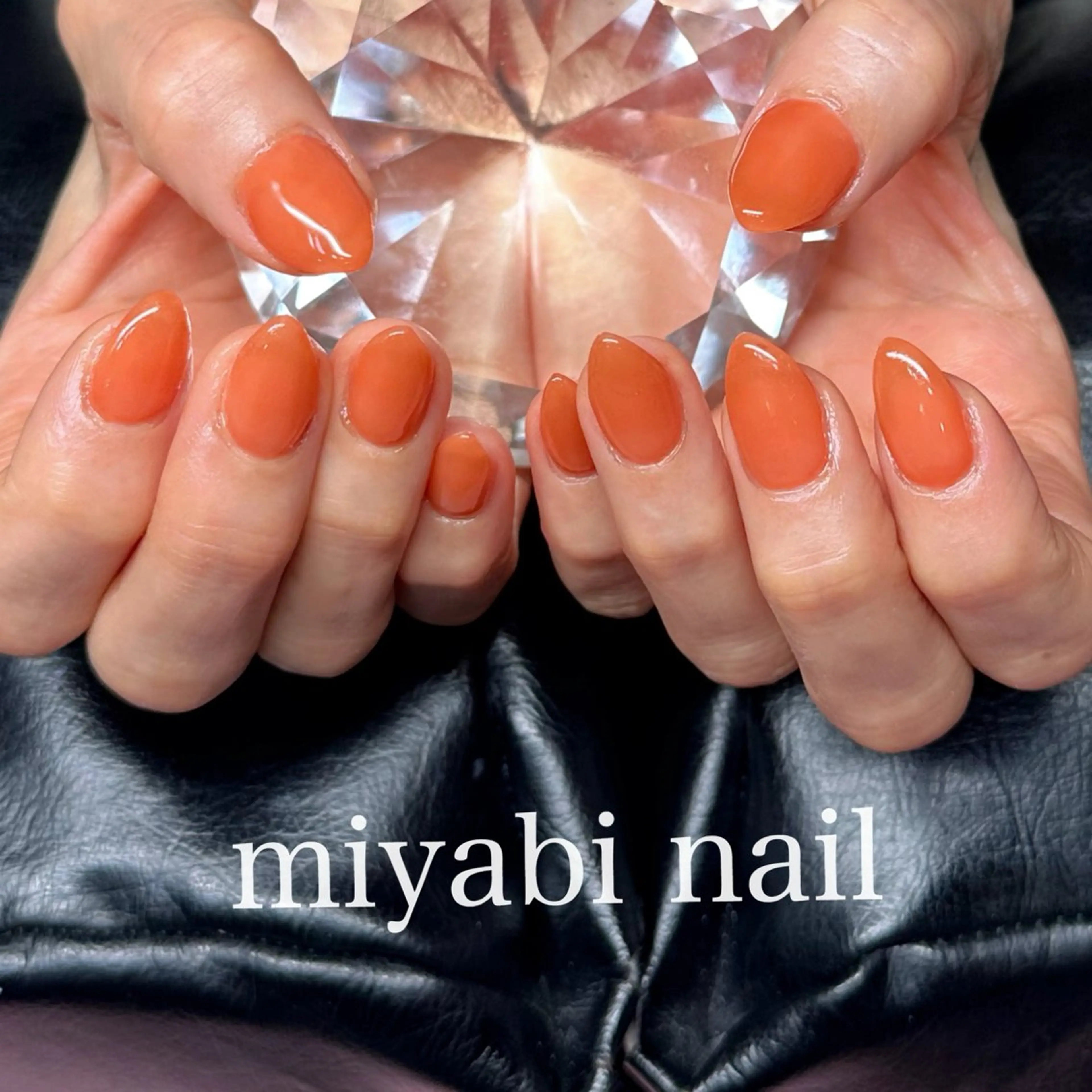 ネイル ジェルネイル 持ち込み オレンジ シンプルネイル 冬ネイル ハンドネイル miyabi nail 桂川駅近くのネイルデザイン