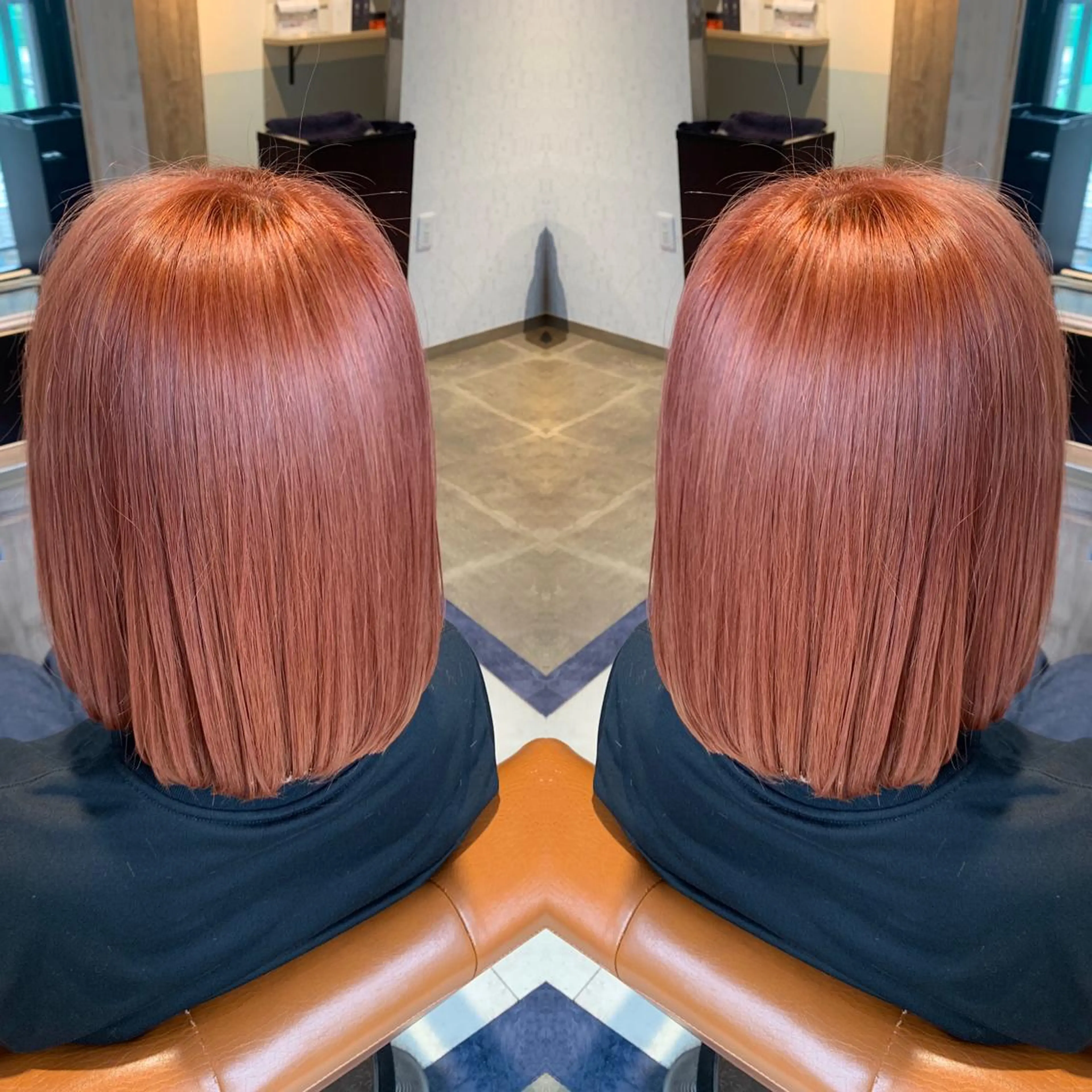 ミディアム カラー オレンジ ピンクカラー 韓国🇰🇷 ✂︎hair 内田愛のヘアスタイル