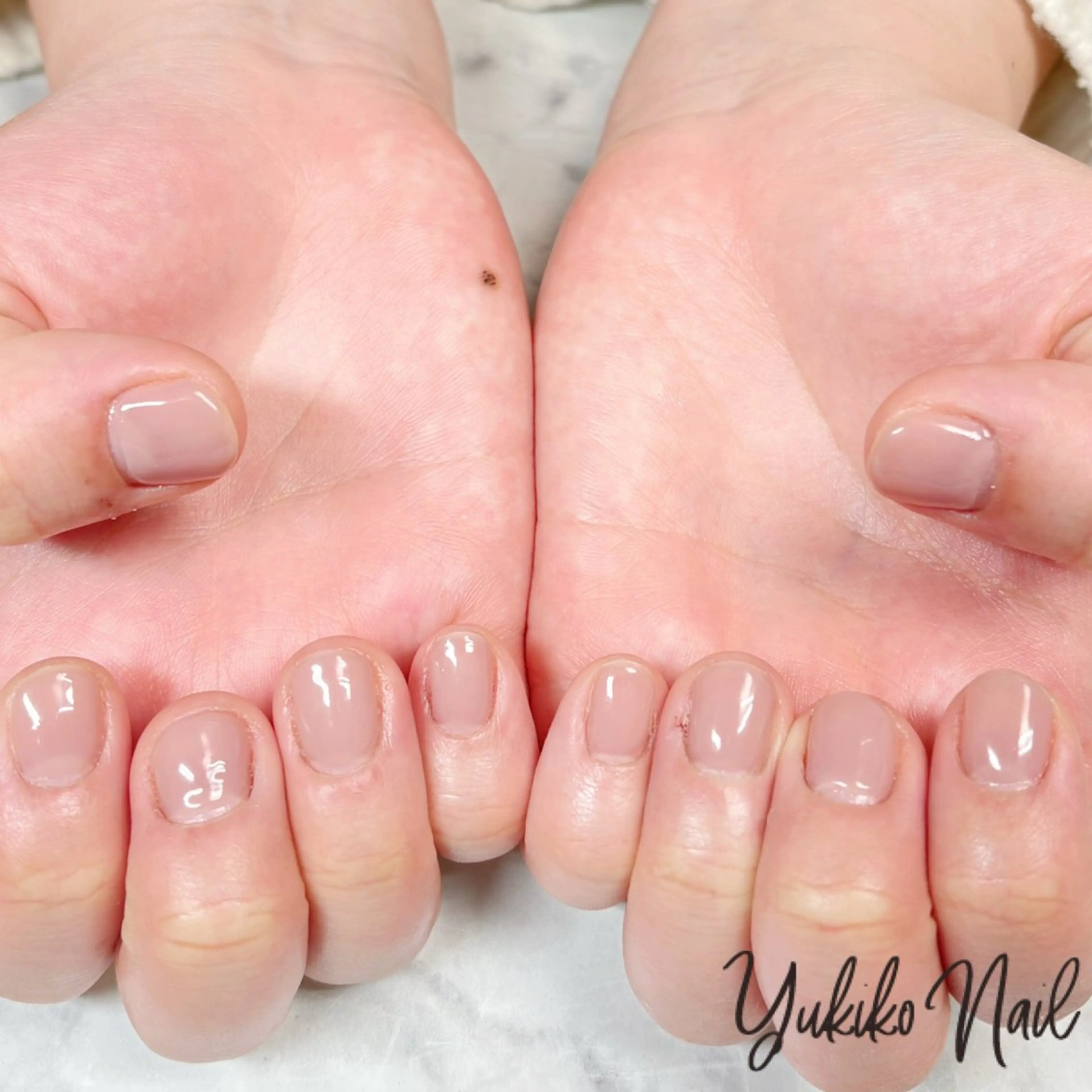 ネイル クリアネイル オフィスネイル ワンカラーネイル ピンク シンプルネイル ハンドネイル ユキコ ネイルのネイルデザイン