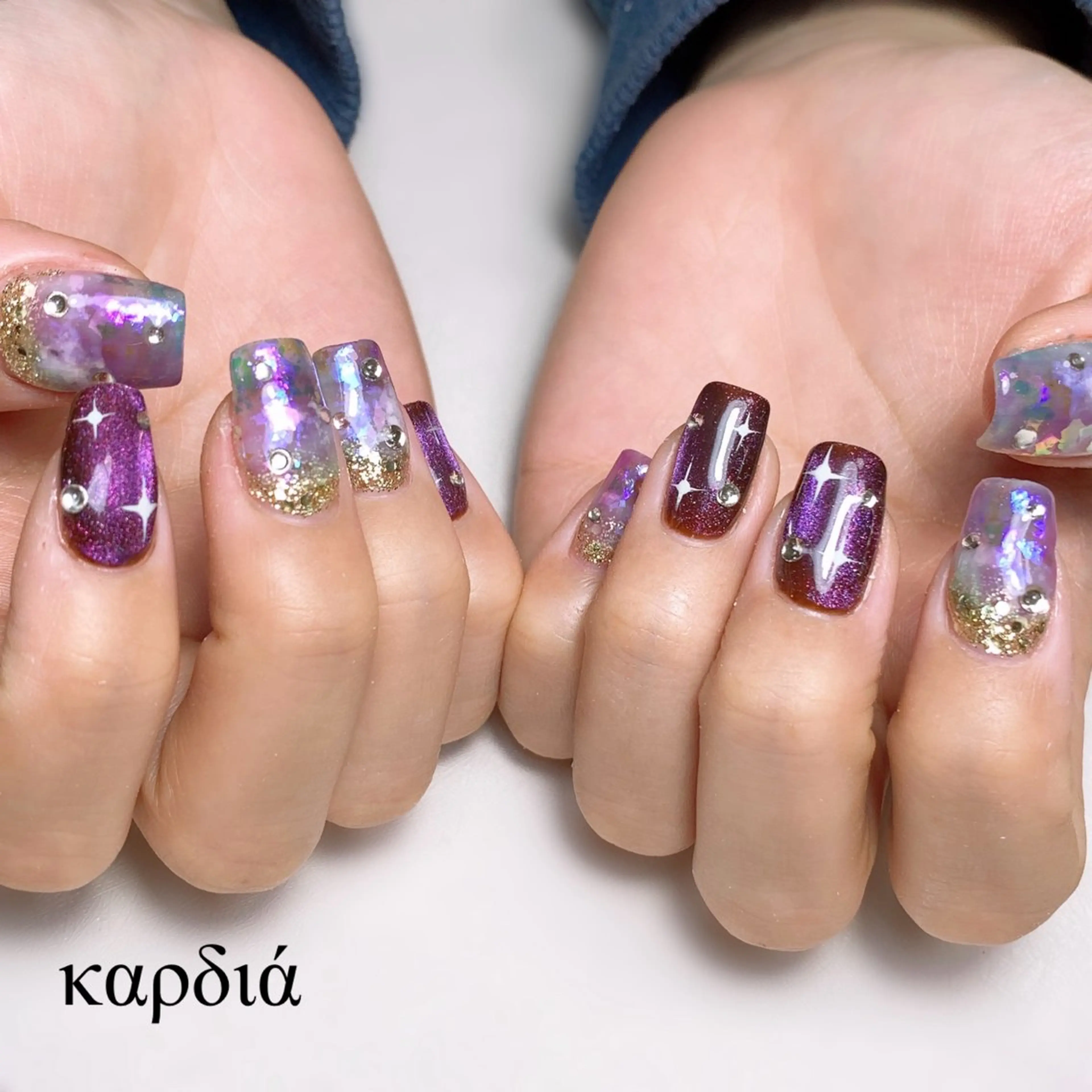 ネイル ハンドネイル καρδιά -ｶﾙﾃﾞｨｱ-のネイルデザイン