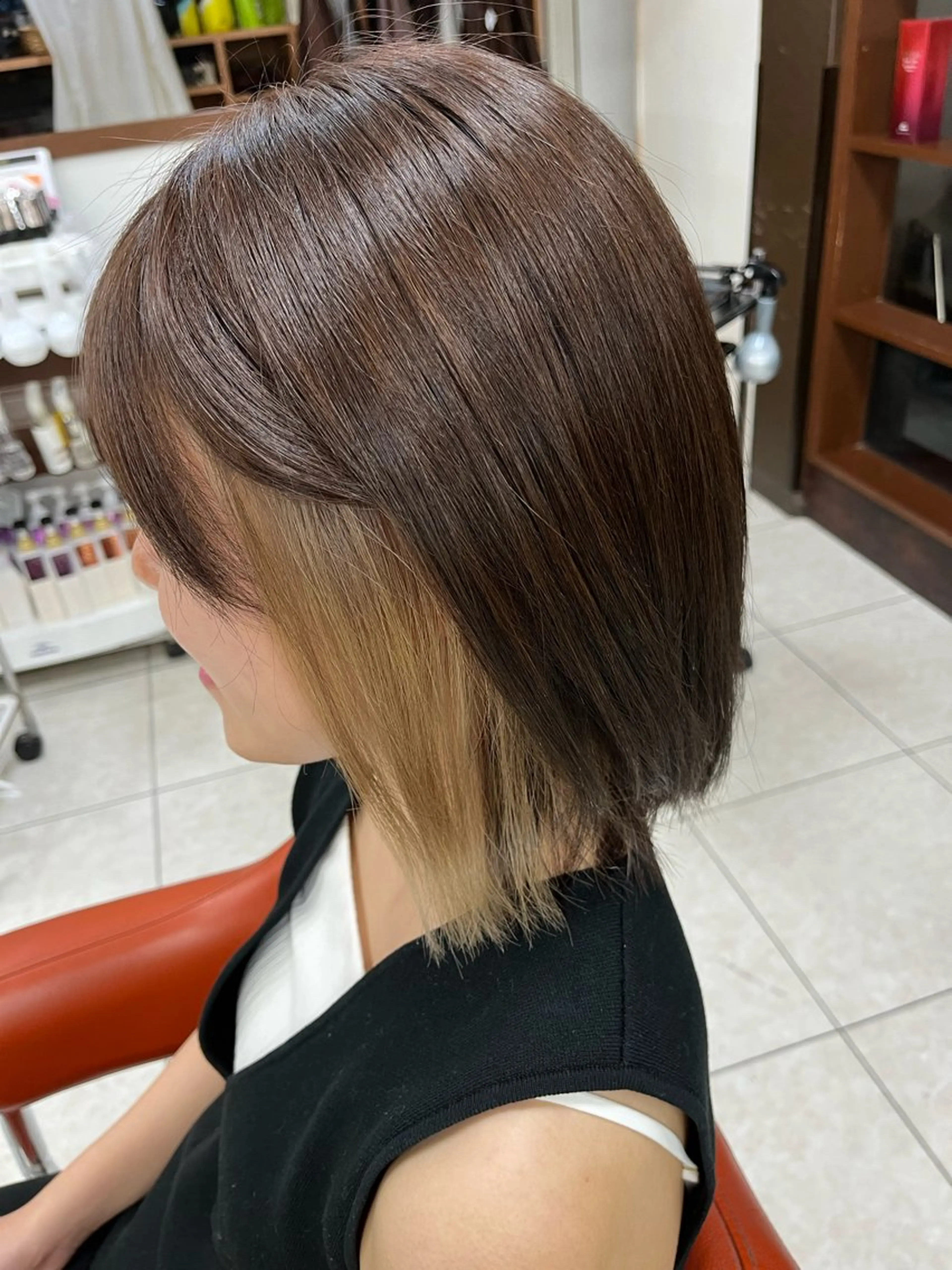 ミディアム カラー ブリーチ インナーカラー 髪質改善 田中大貴のヘアスタイル