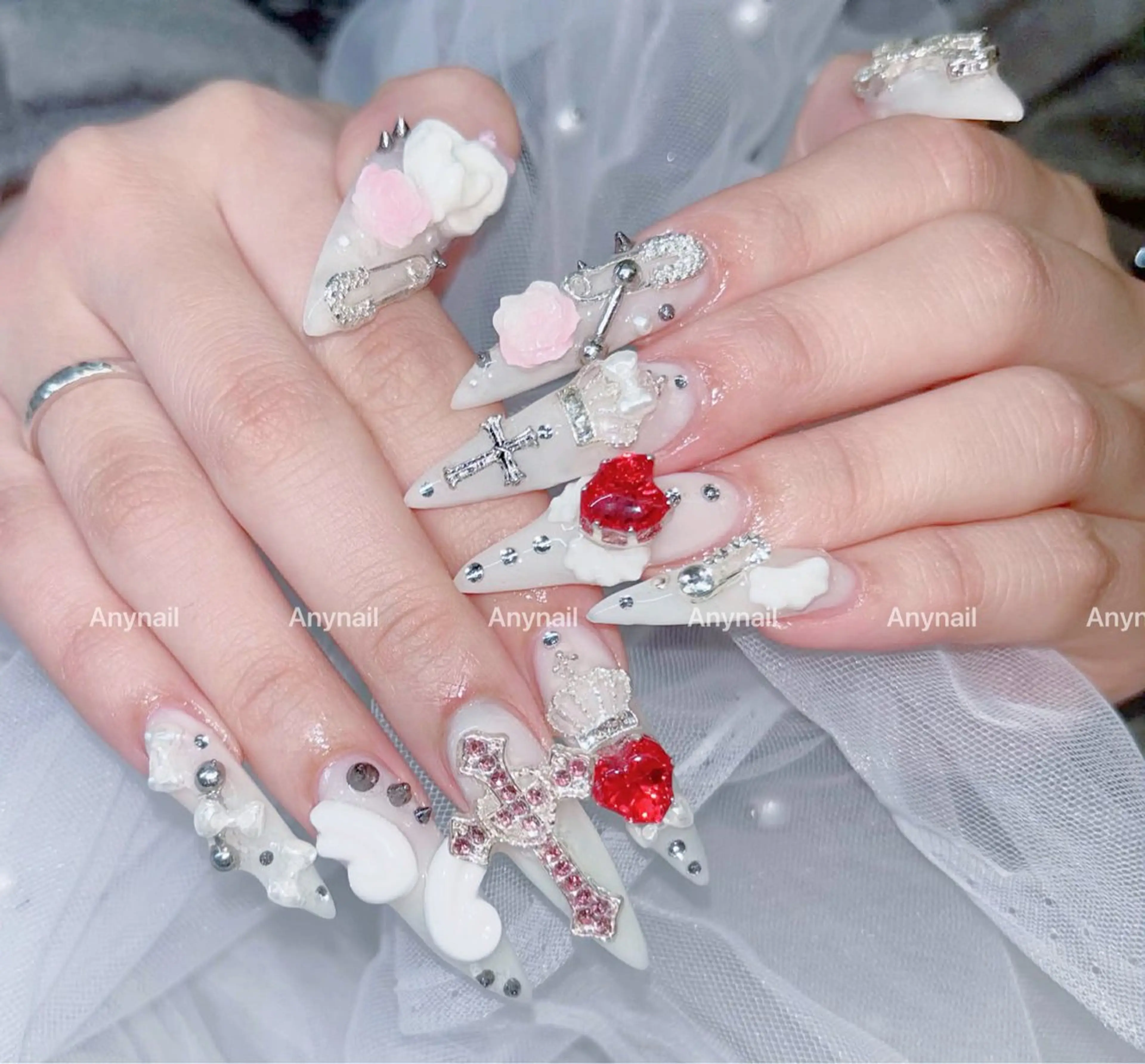 ネイル チークネイル 長さ出し フレンチネイル ジェルネイル 韓国ネイル ハンドネイル Any nail新大久保店のネイルデザイン