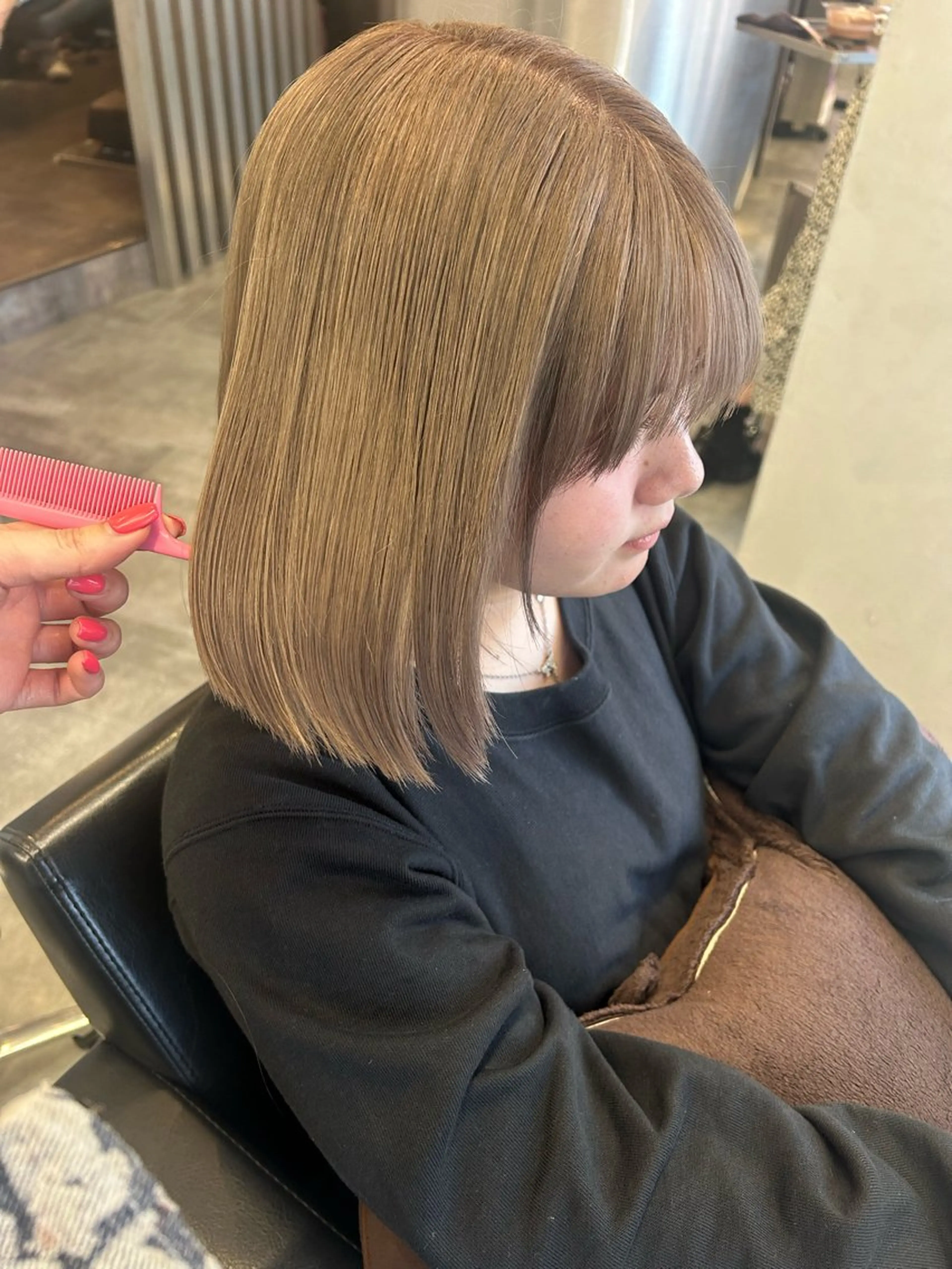 カラー ヘアカラー 博多ブリーチ× 透明感/縮毛矯正のヘアスタイル