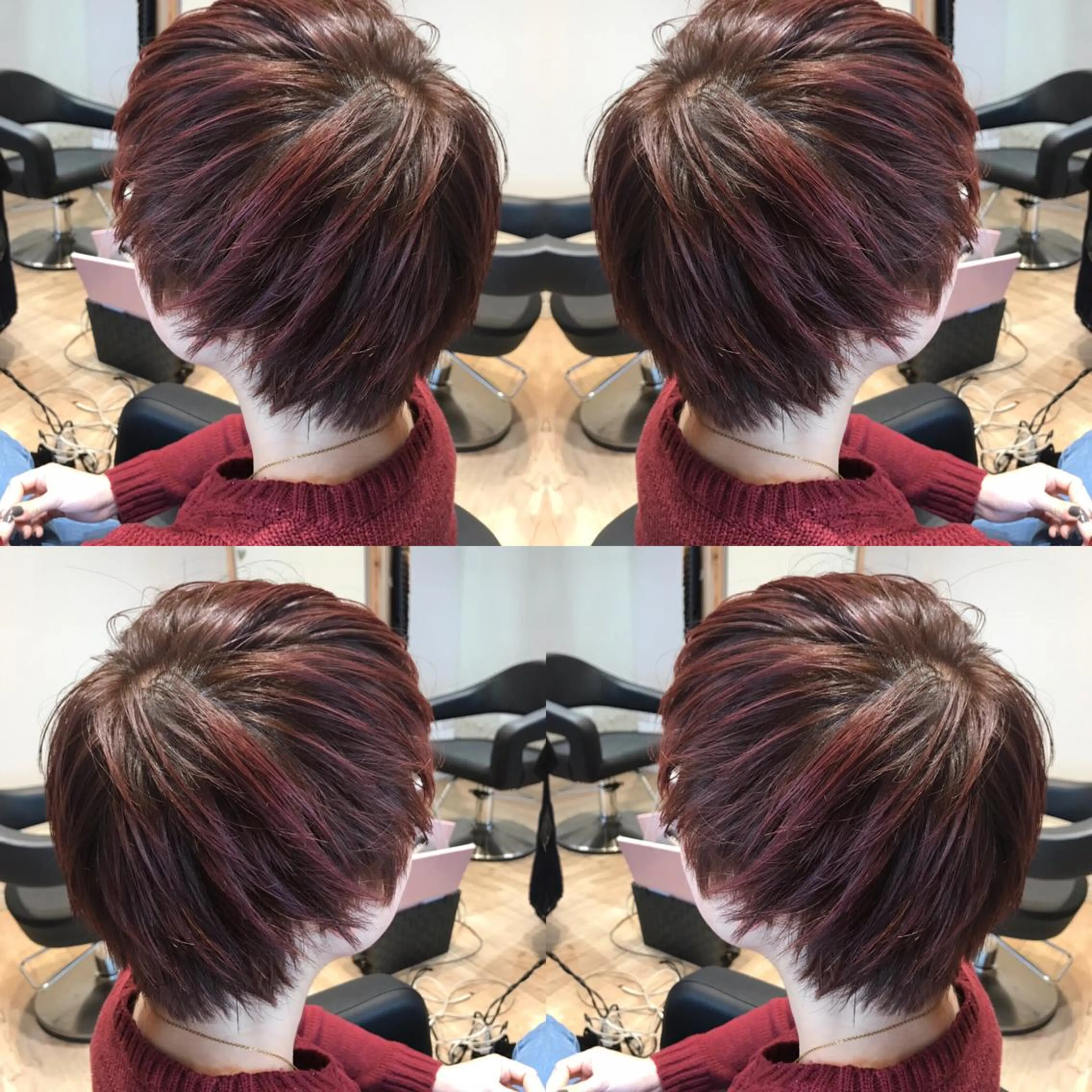 ショート カラー ボルドーカラー 大久保 隆蔵のヘアスタイル