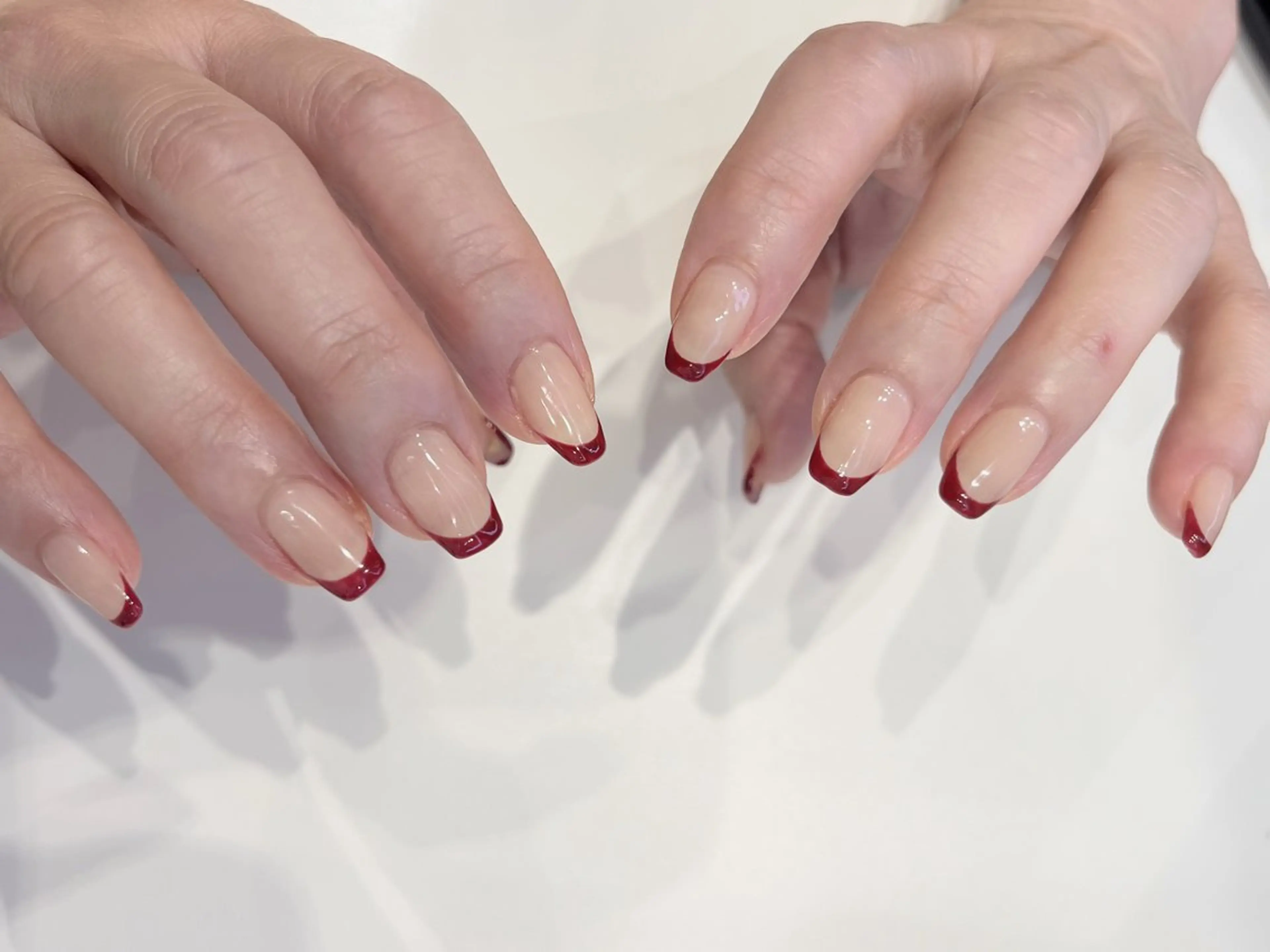 ネイル ボルドー フレンチネイル ジェルネイル ニュアンスネイル オフィスネイル ハンドネイル tamu nail 　金町のネイルデザイン