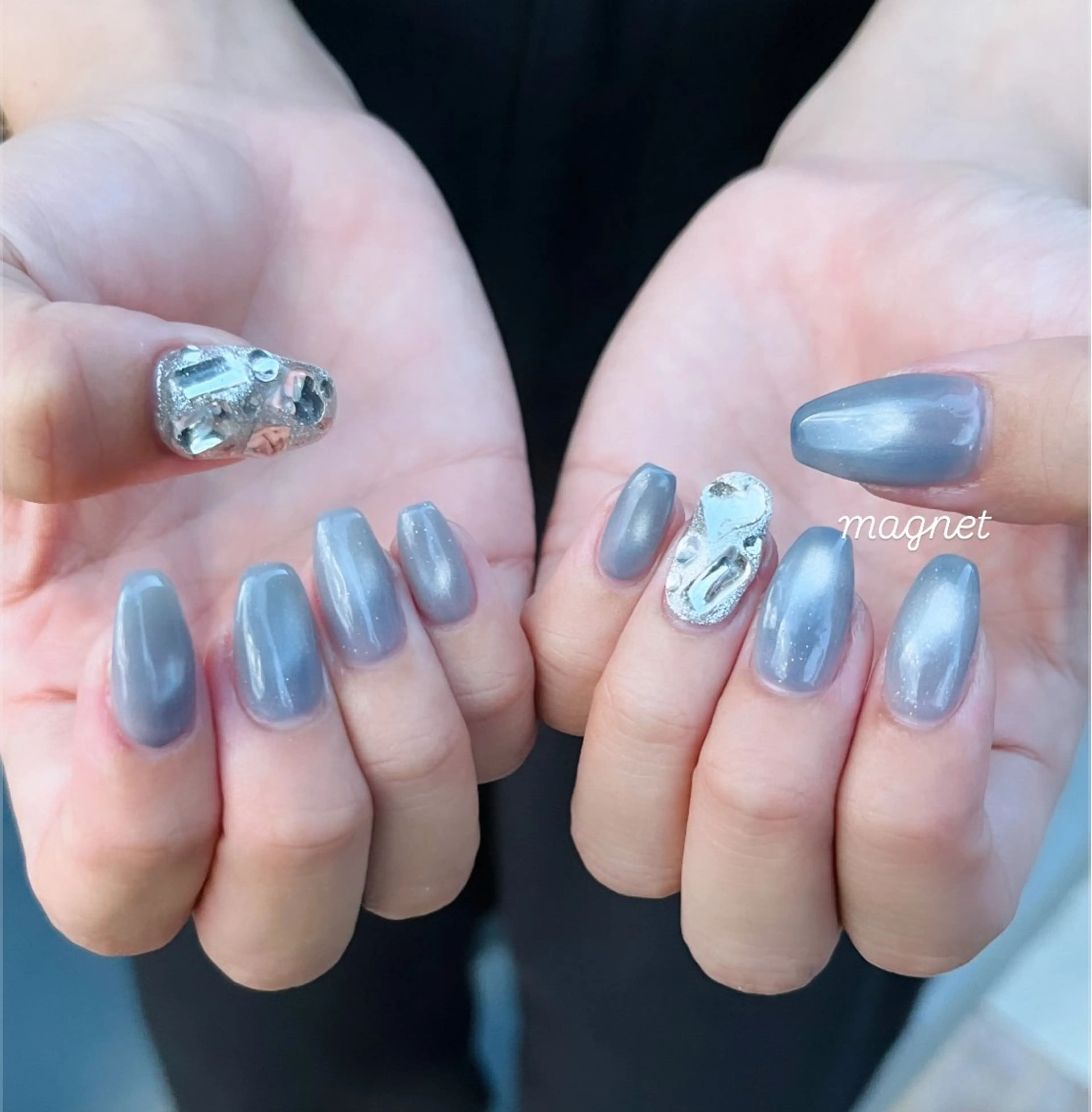 ネイル ブルー マグネットネイル ハンドネイル HazeGrass NAILのネイルデザイン