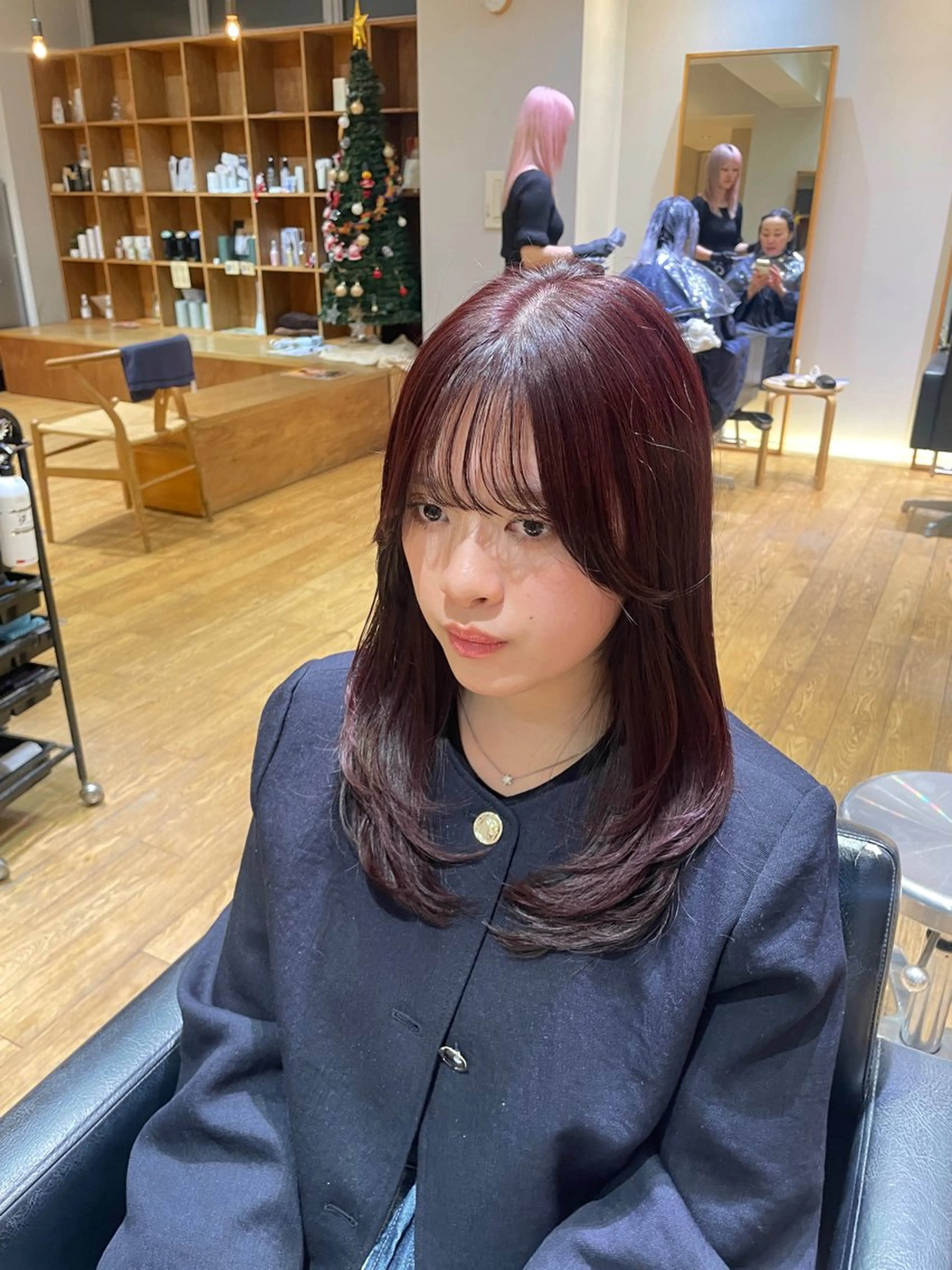 セミロング カラー レイヤーカット カット ヘアカラー トリートメント 縮毛矯正/レイヤー /ひかるのヘアスタイル