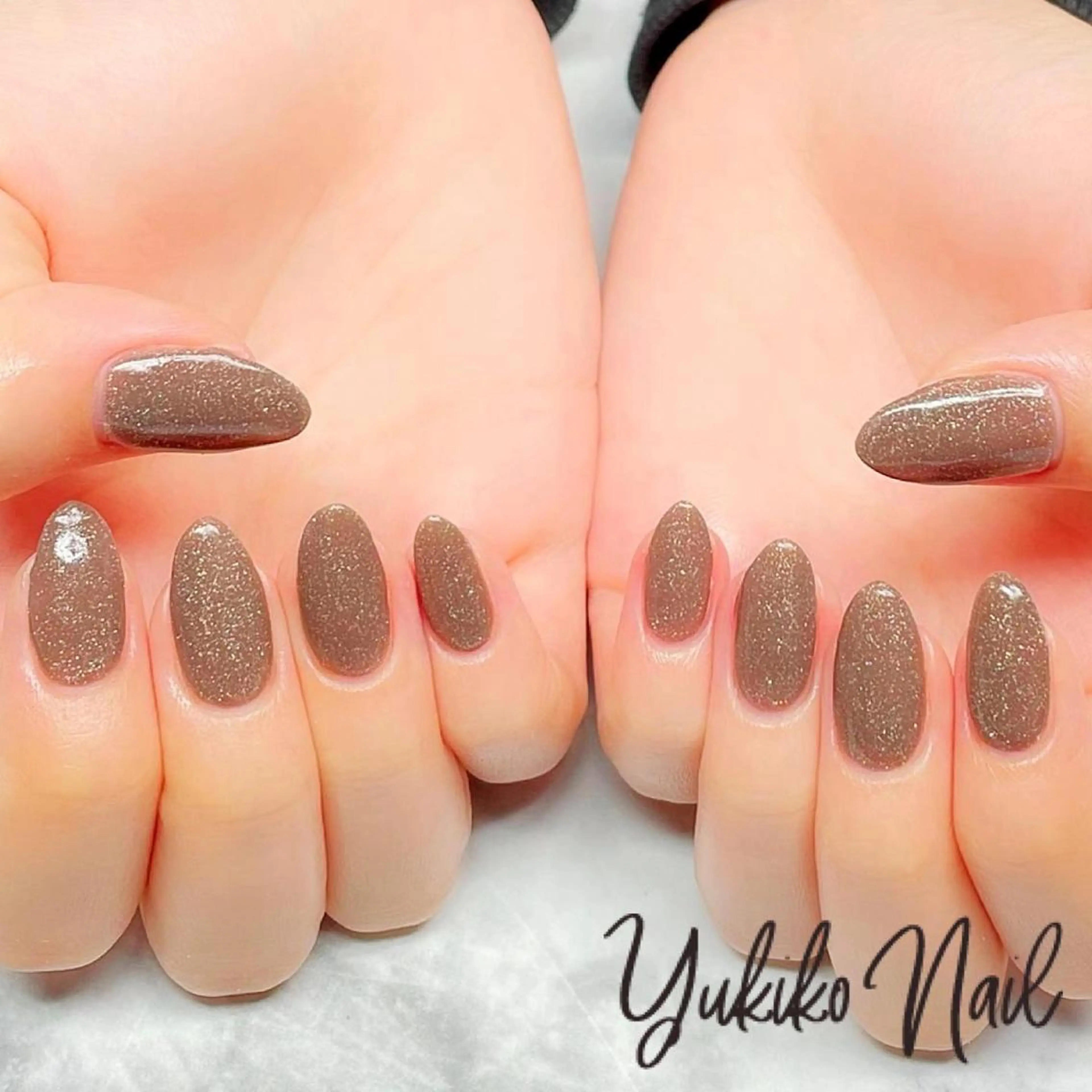 ネイル ブラウン ワンカラーネイル ハンドネイル ユキコ ネイルのネイルデザイン